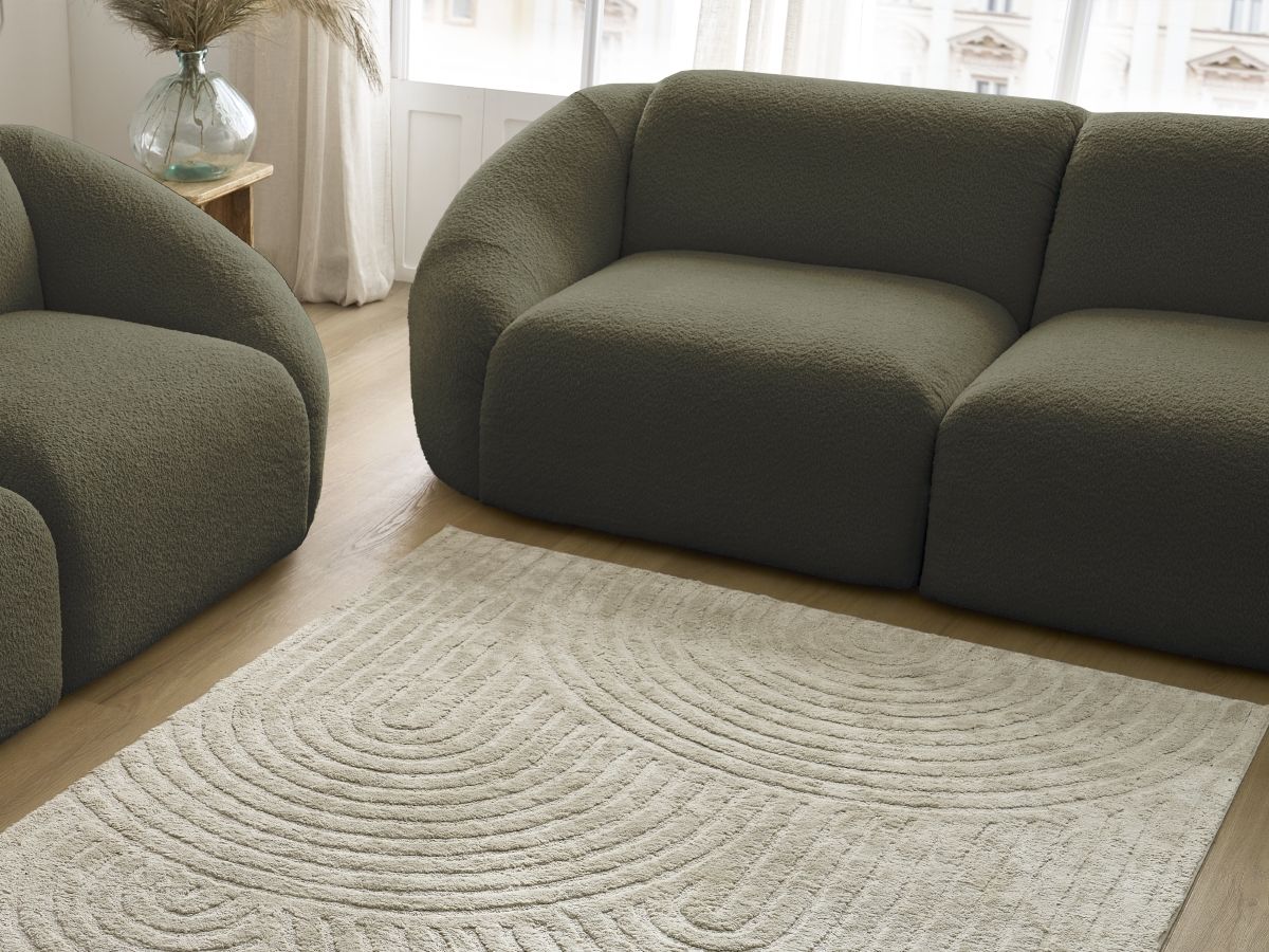 Bobochic Tina Sofa 5-Sitzer Bouclé-Stoff Grün