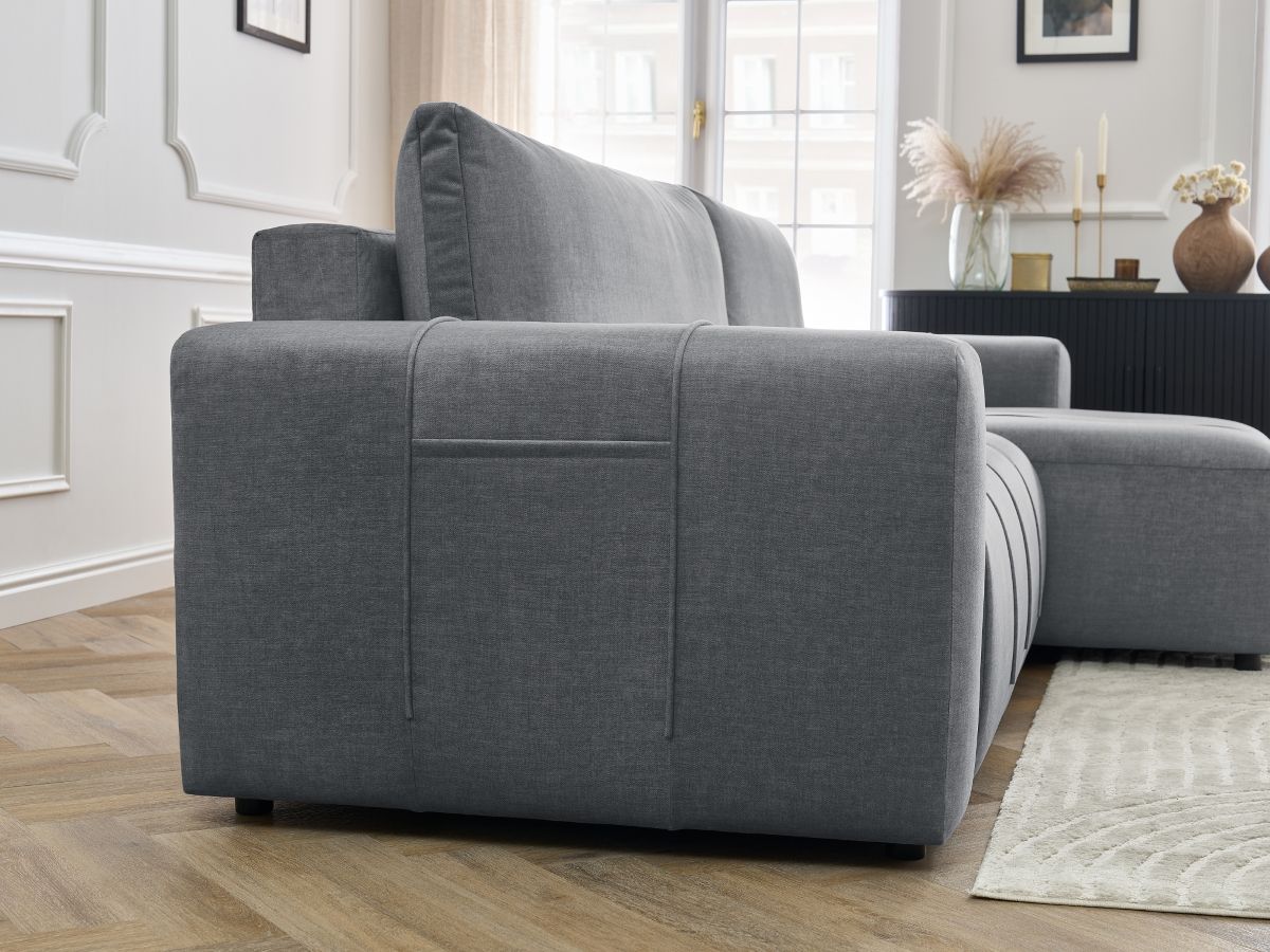 Bobochic Arsene Ecksofa mit Schlaffunktion und Bettkasten 288 × 148 cm Samt Dunkelgrau
