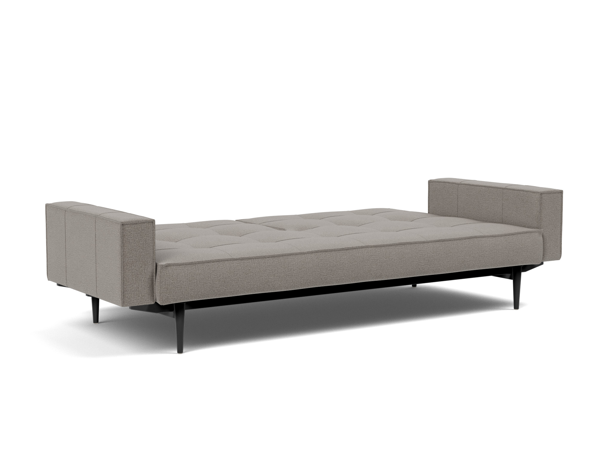 Schlafsofa Splitback mit Armlehnen Flachgewebe Mixed Dance 521-Grey Beine Styletto Eiche schwarz