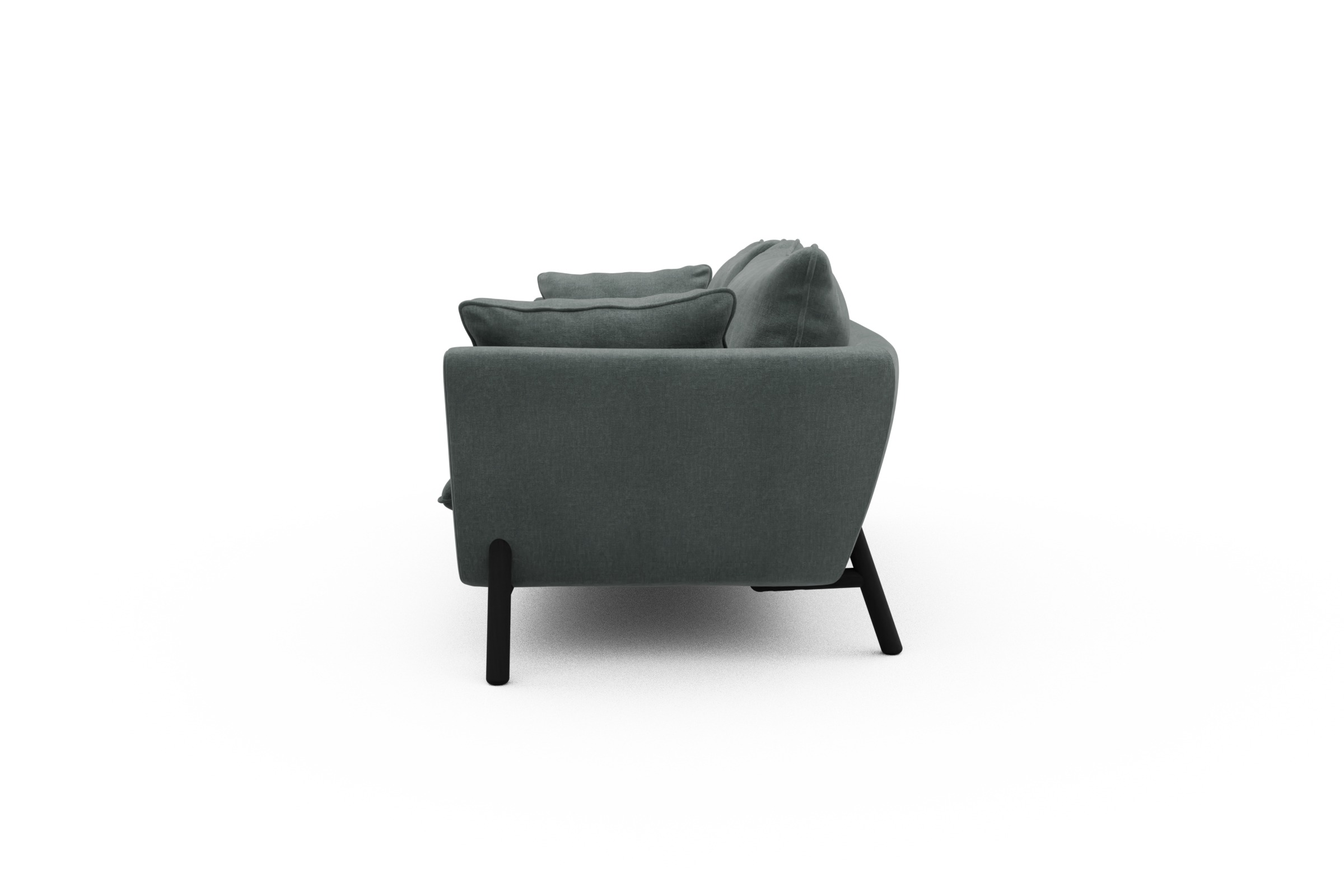 Sofa Emil PREMIUM 3-Sitzer Beinfarbe Eiche Schwarz Smooth-Silver-Grey