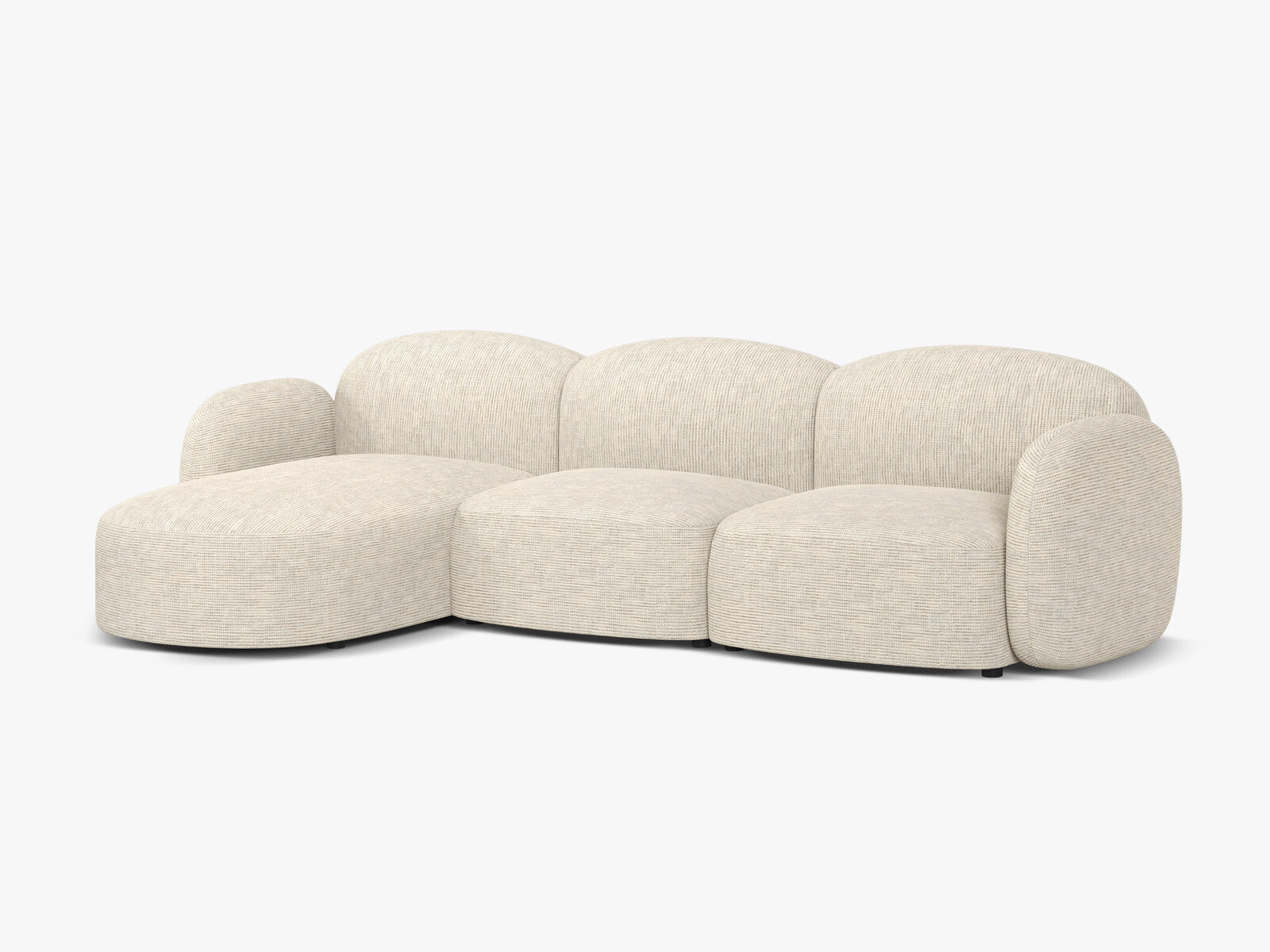Micadoni Ecksofa Blair 4-Sitzer Links Strukturierter Stoff Baltimore Helles Beige