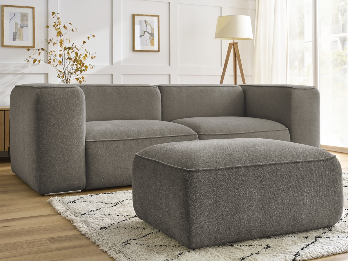 Bobochic Zephyr Sofa 3-Sitzer mit Pouf Strukturstoff Taupe