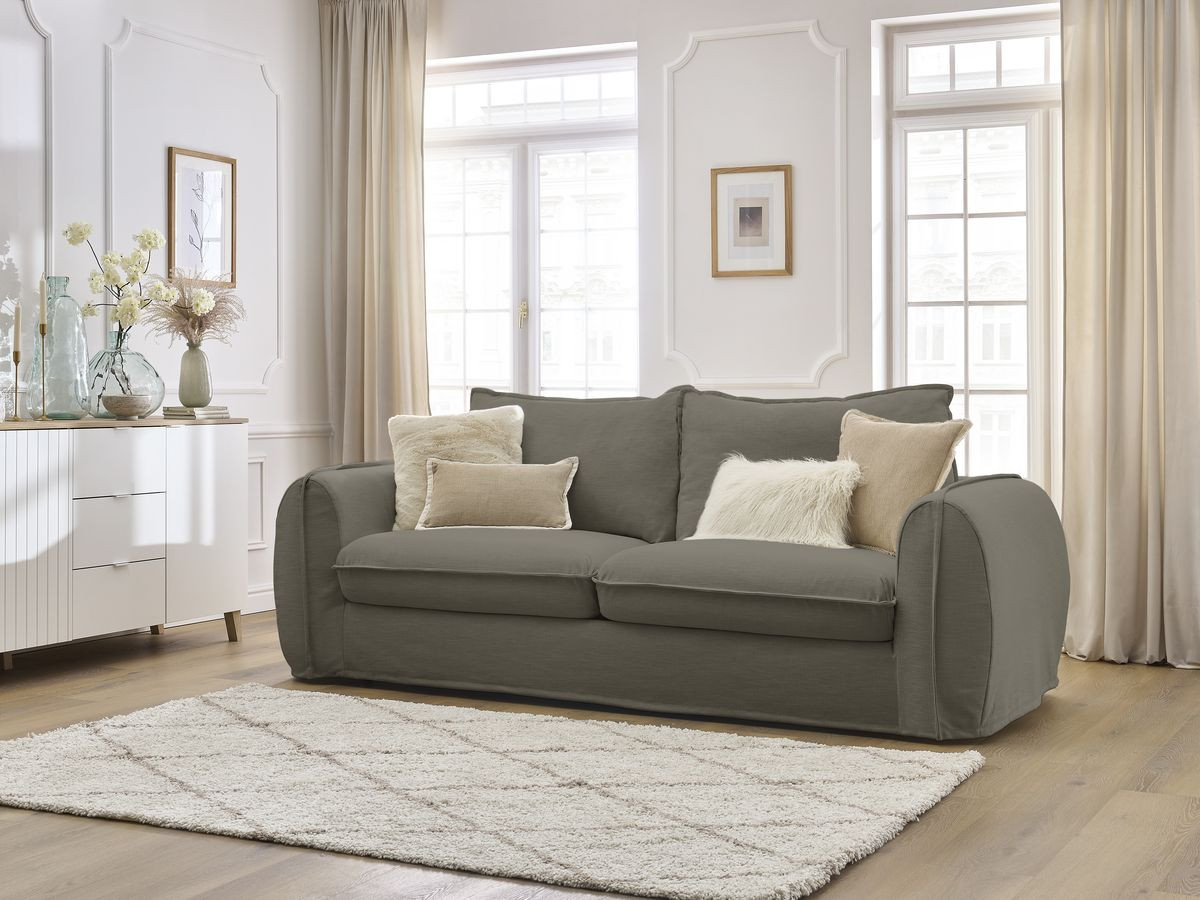 Bobochic Archimede Schlafsofa 3-Sitzer Stoff Taupe, Liegefläche 160 × 194 cm