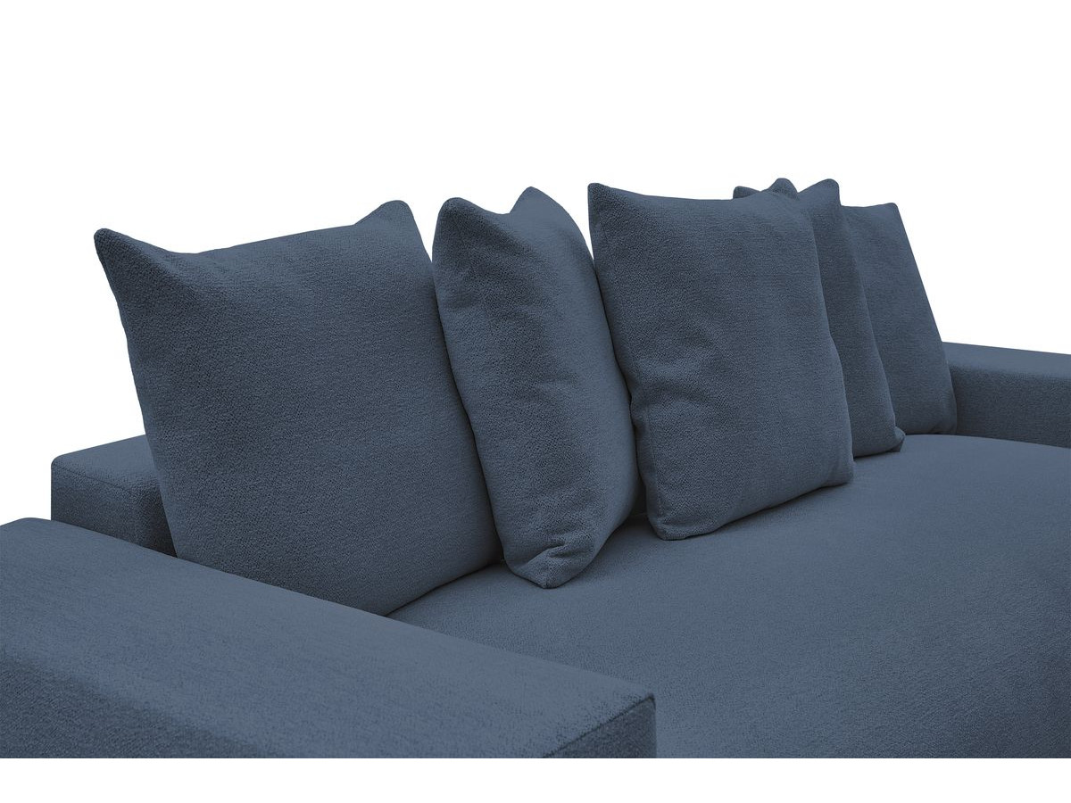 Bobochic Voltaire Schlafsofa 3-Sitzer mit Bettkasten Melange-Stoff Dunkelblau