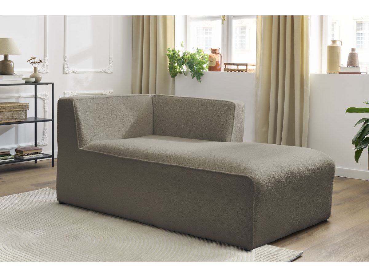 Bobochic Megeve Méridienne-Modul Bouclé-Stoff Braun Ecke rechts