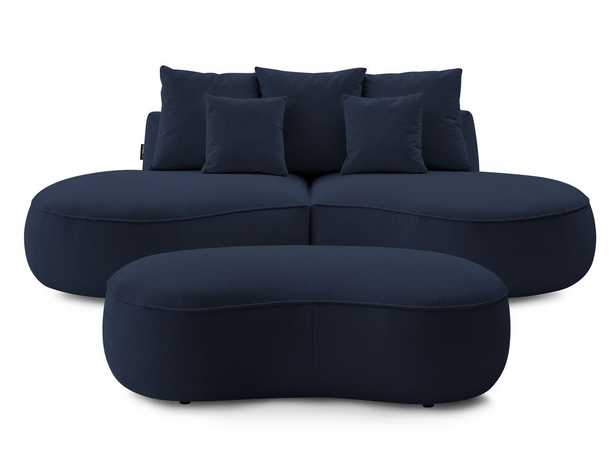 Bobochic Saint-germain Sofa 5-Sitzer mit Pouf Strukturstoff Dunkelblau