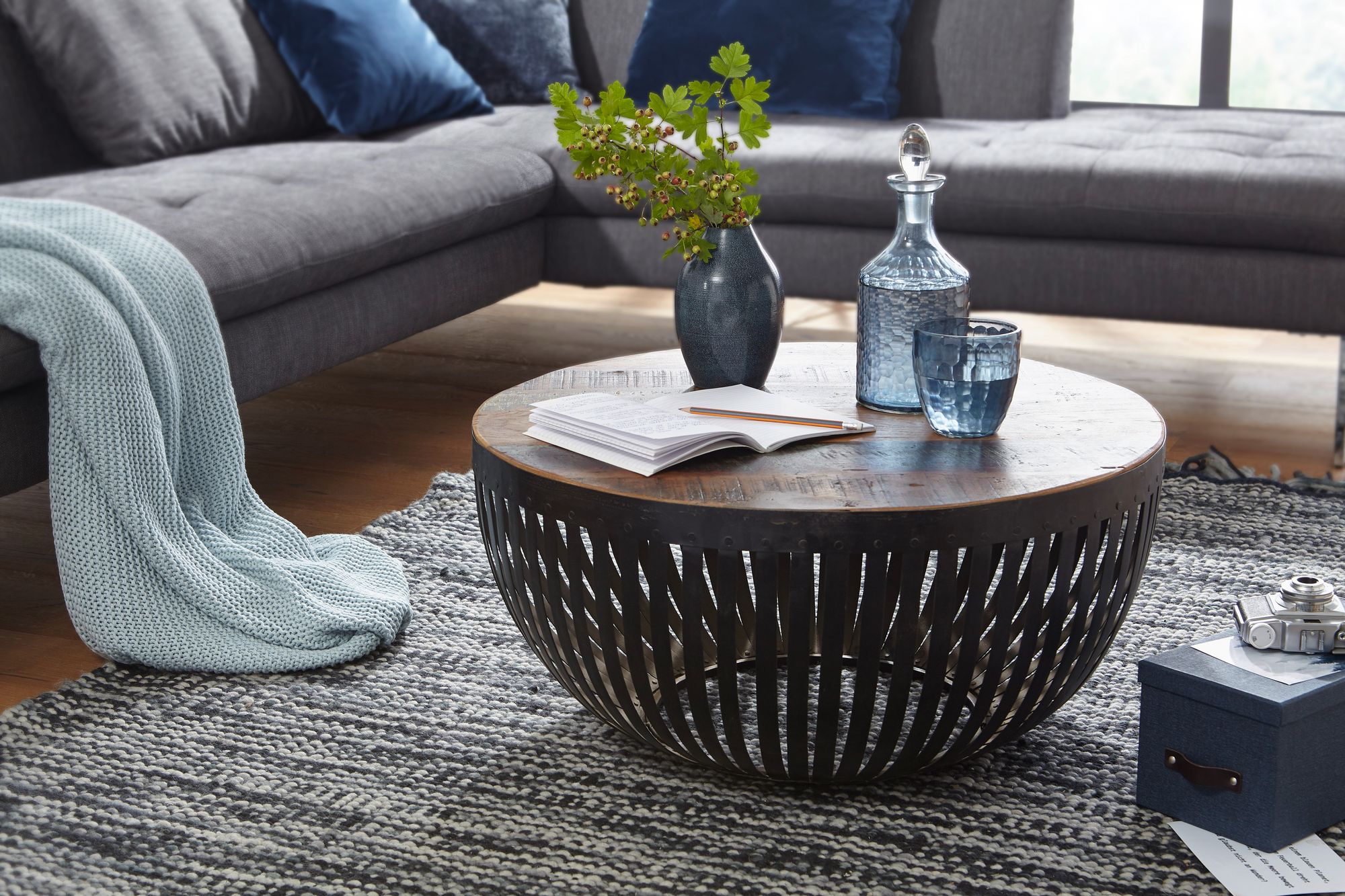 Couchtisch Auning Mango Massivholz Braun Ø 70 cm