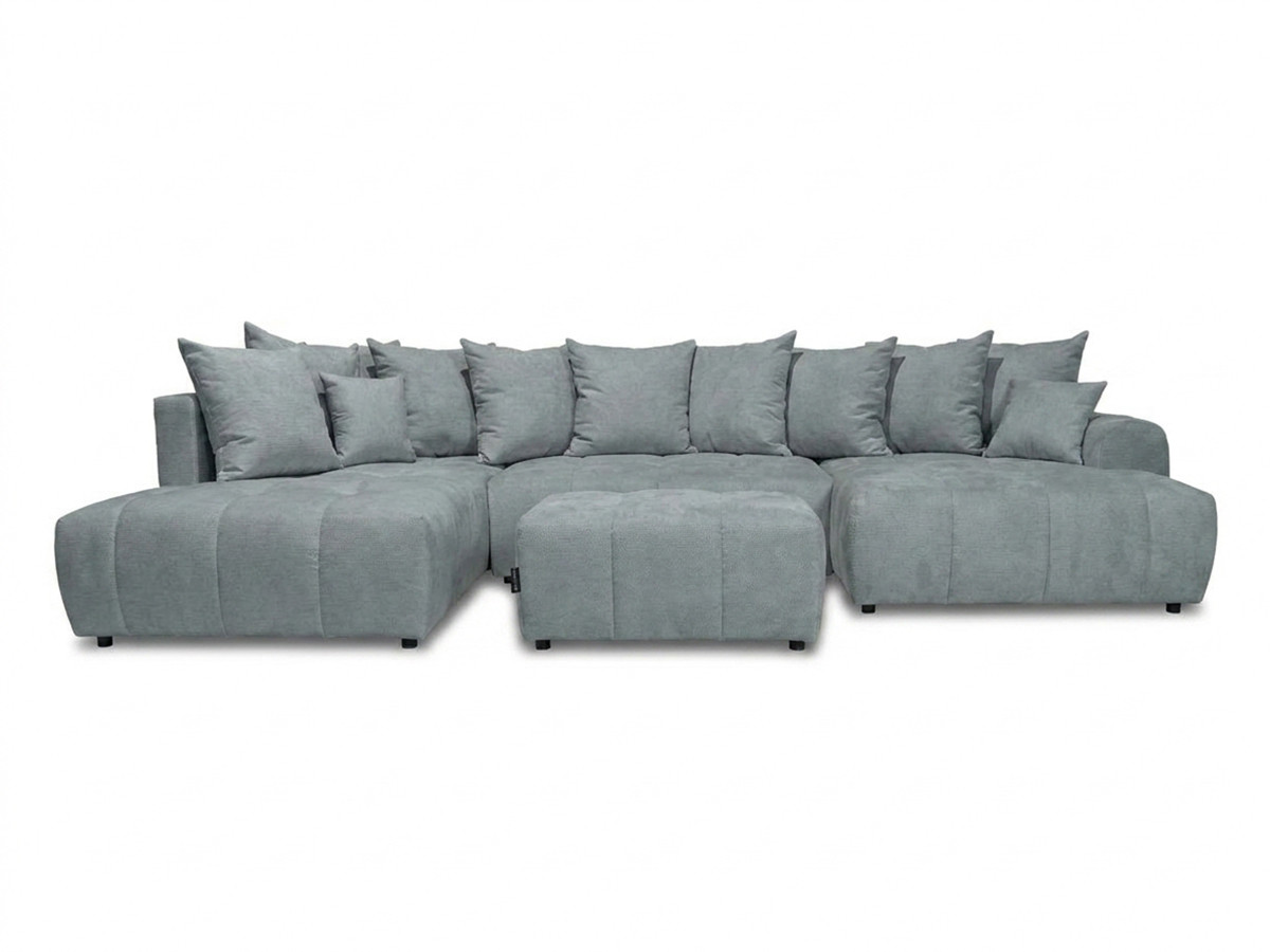 Bobochic Roxelane Wohnlandschaft mit Pouf Melange-Stoff Hellgrau Ecke links