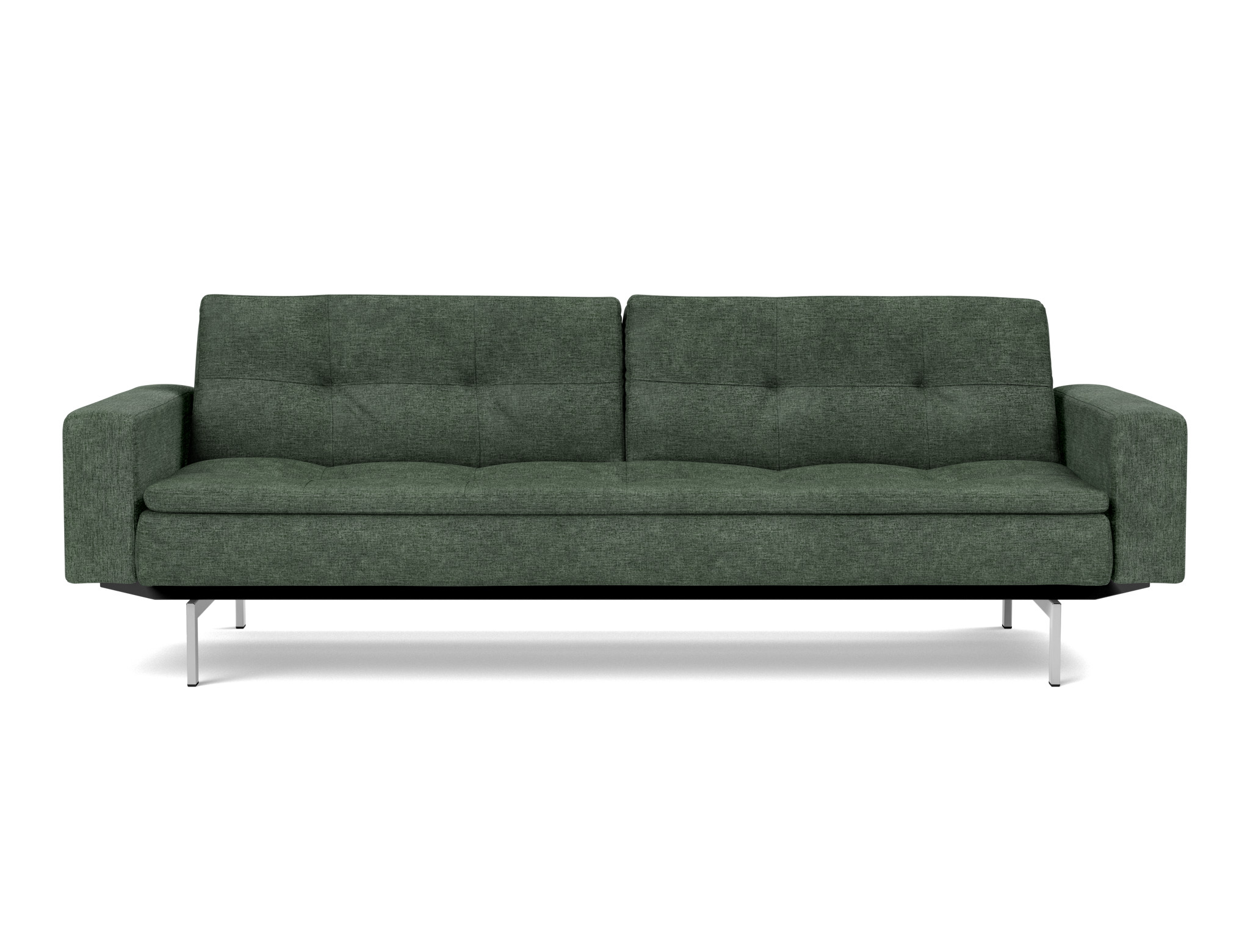 Schlafsofa Dublexo mit Armlehnen Flachgewebe Avella 281-Pine-Green Beine Chrom