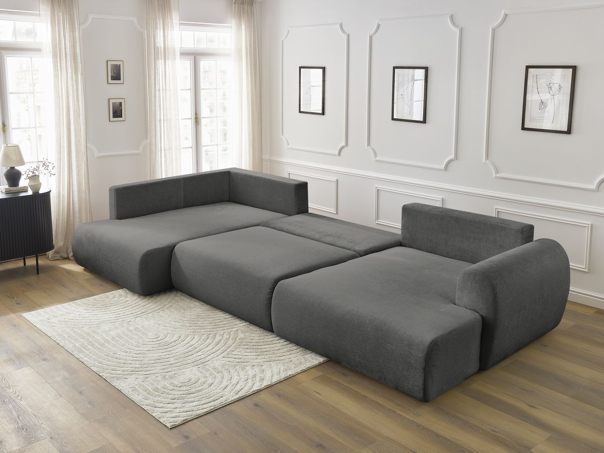 Bobochic Lucien Wohnlandschaft Stoff Dunkelgrau Ecke rechts