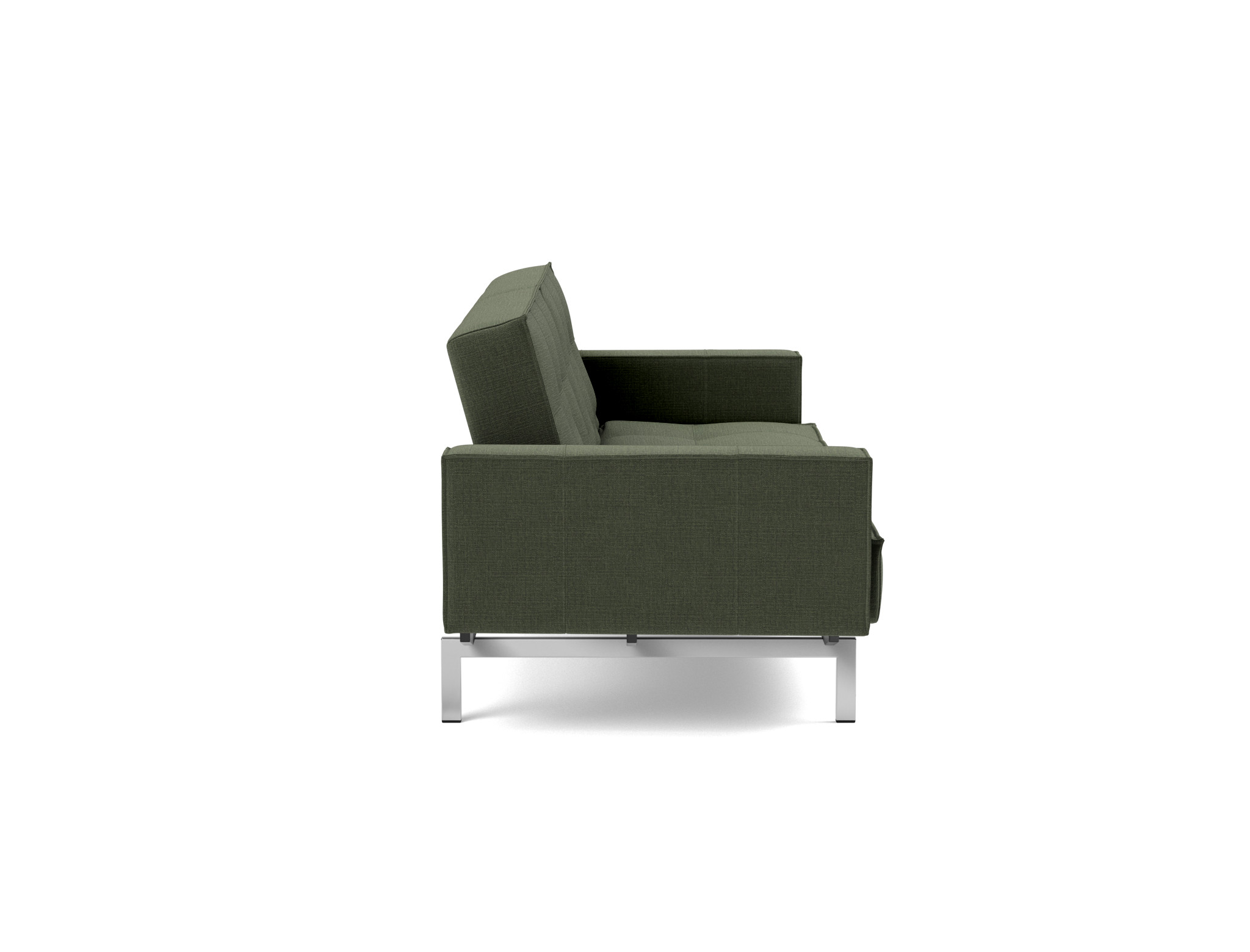 Schlafsofa Splitback mit Armlehnen Chenille Esina 413-Olive-Green Beine Chrom