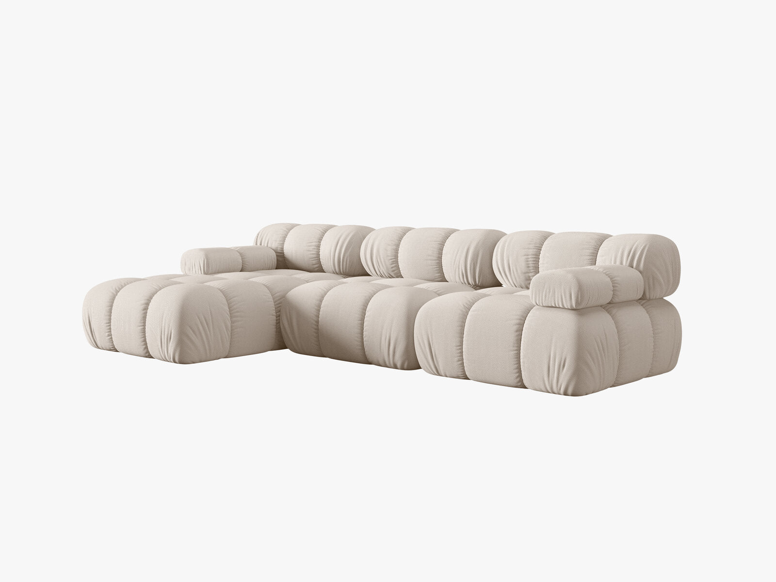 Micadoni Modulares Ecksofa Bellis 4-Sitzer Links 3D-Stoff Sonic Helles Beige