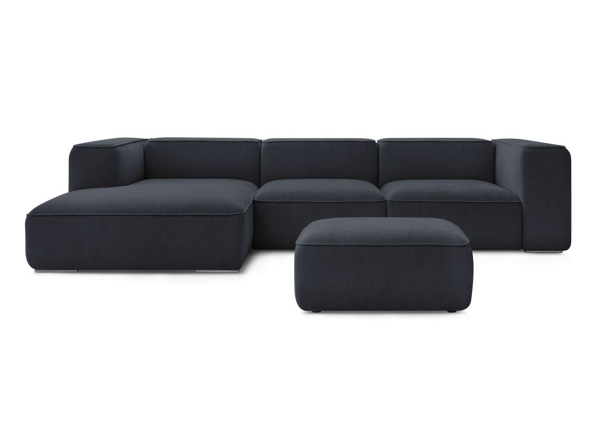 Bobochic Zephyr Ecksofa mit Pouf 349 × 165 cm Strukturstoff Dunkelblau Ecke links