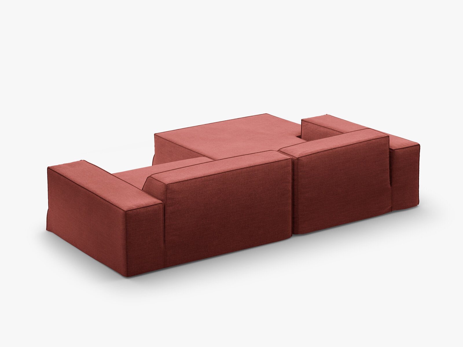 Micadoni Ecksofa Jodie 3-Sitzer Links Strukturierter Stoff Lins Kirschholz