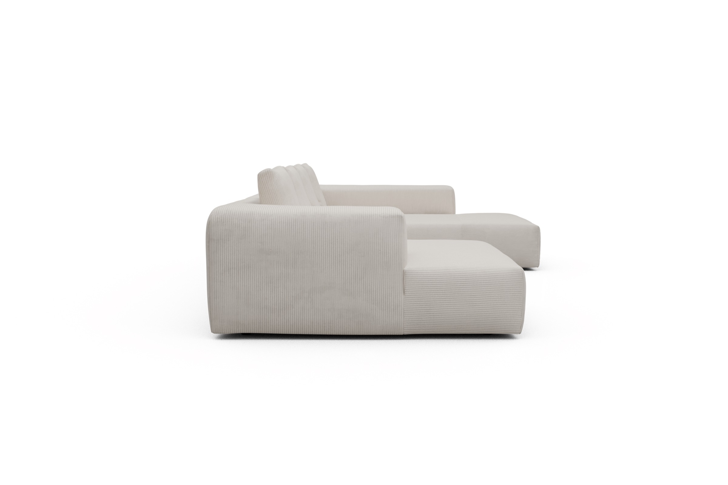 Wohnlandschaft Fred Relax-Ecke rechts mit 2-Sitzer und Chaiselongue links Corduroy-Ivory