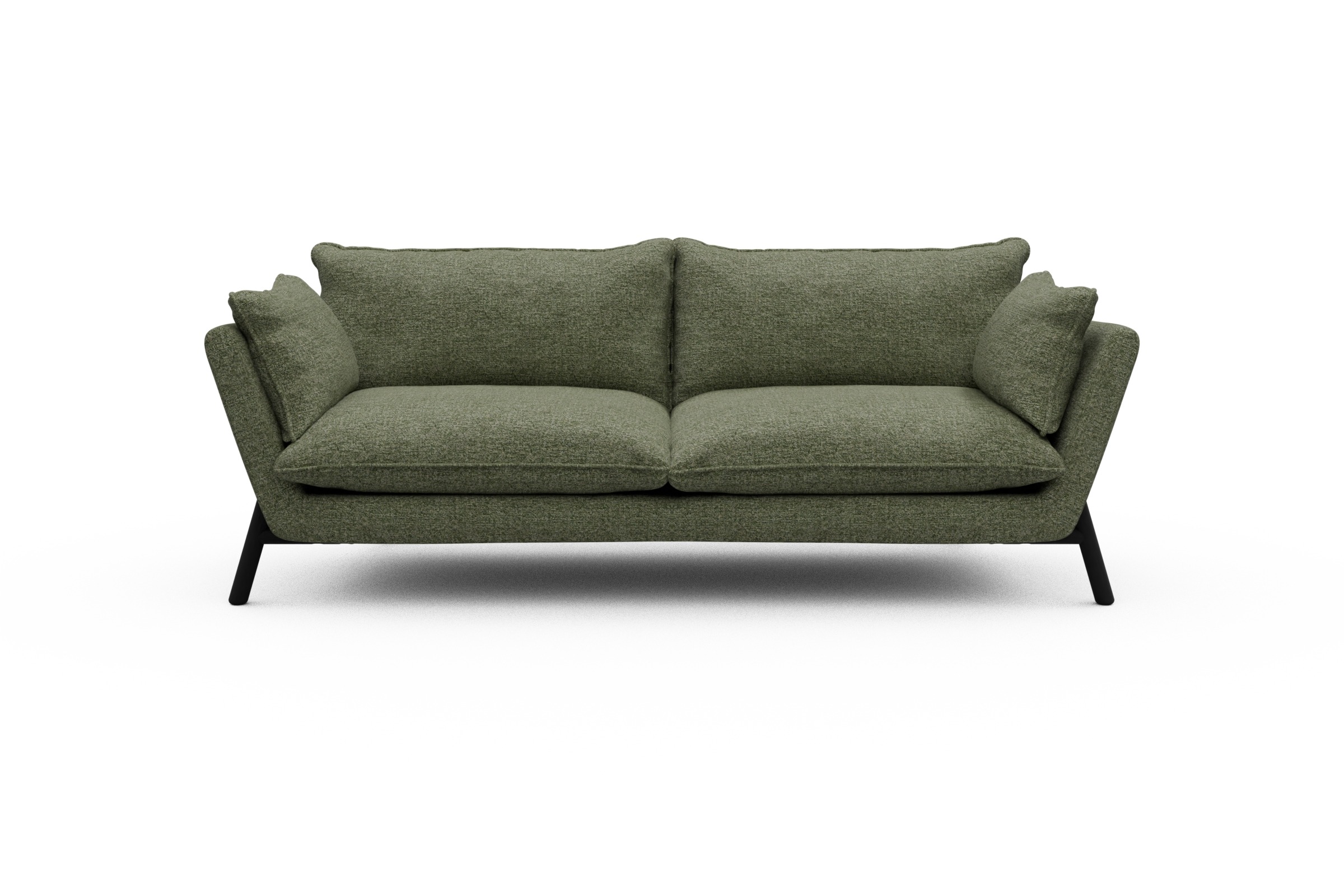 Skandi Home Sofa Emil PREMIUM 3-Sitzer Beinfarbe Eiche Schwarz Carreno-Vivid-Green moebelfaktor