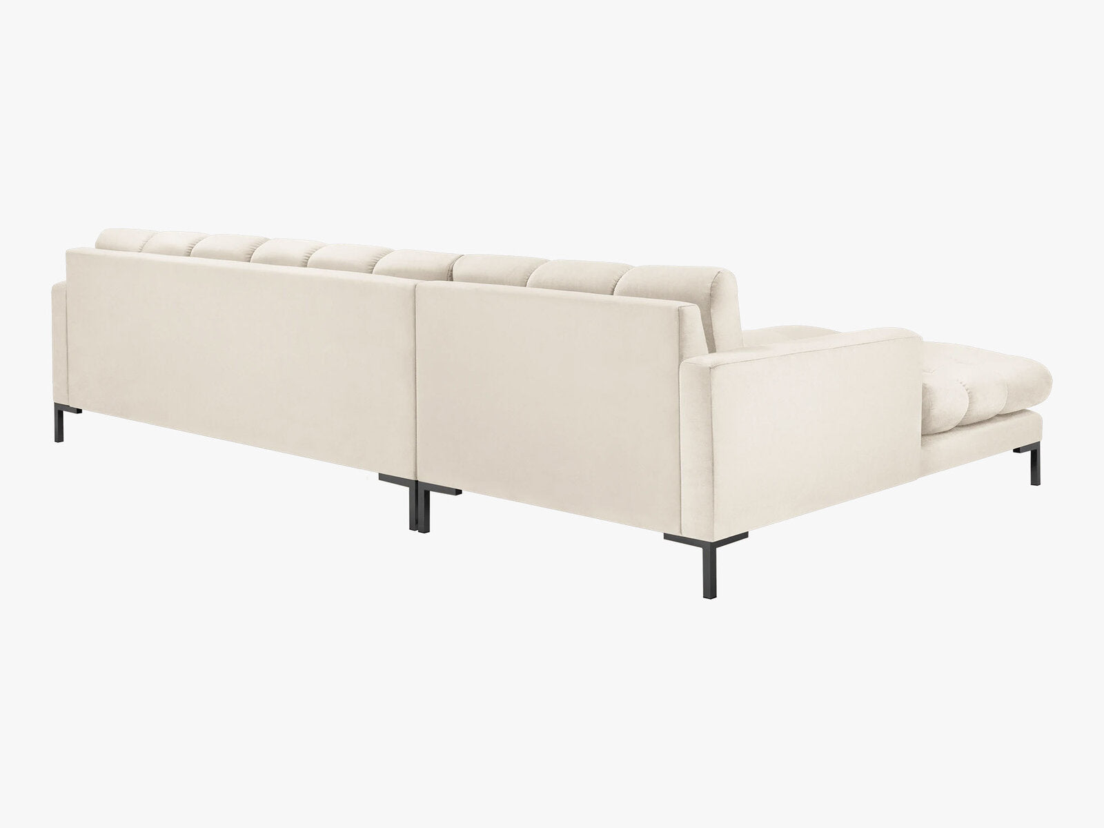 Micadoni Ecksofa Mamaia 5-Sitzer Links Samt Bluvel Helles Beige schwarze Beine
