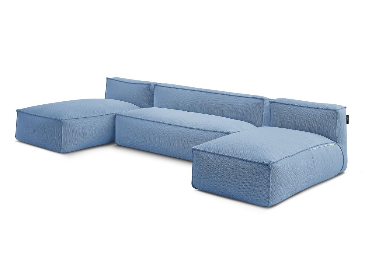 Bobochic Biarritz Gartensofa 4-Sitzer Melange-Stoff Blau