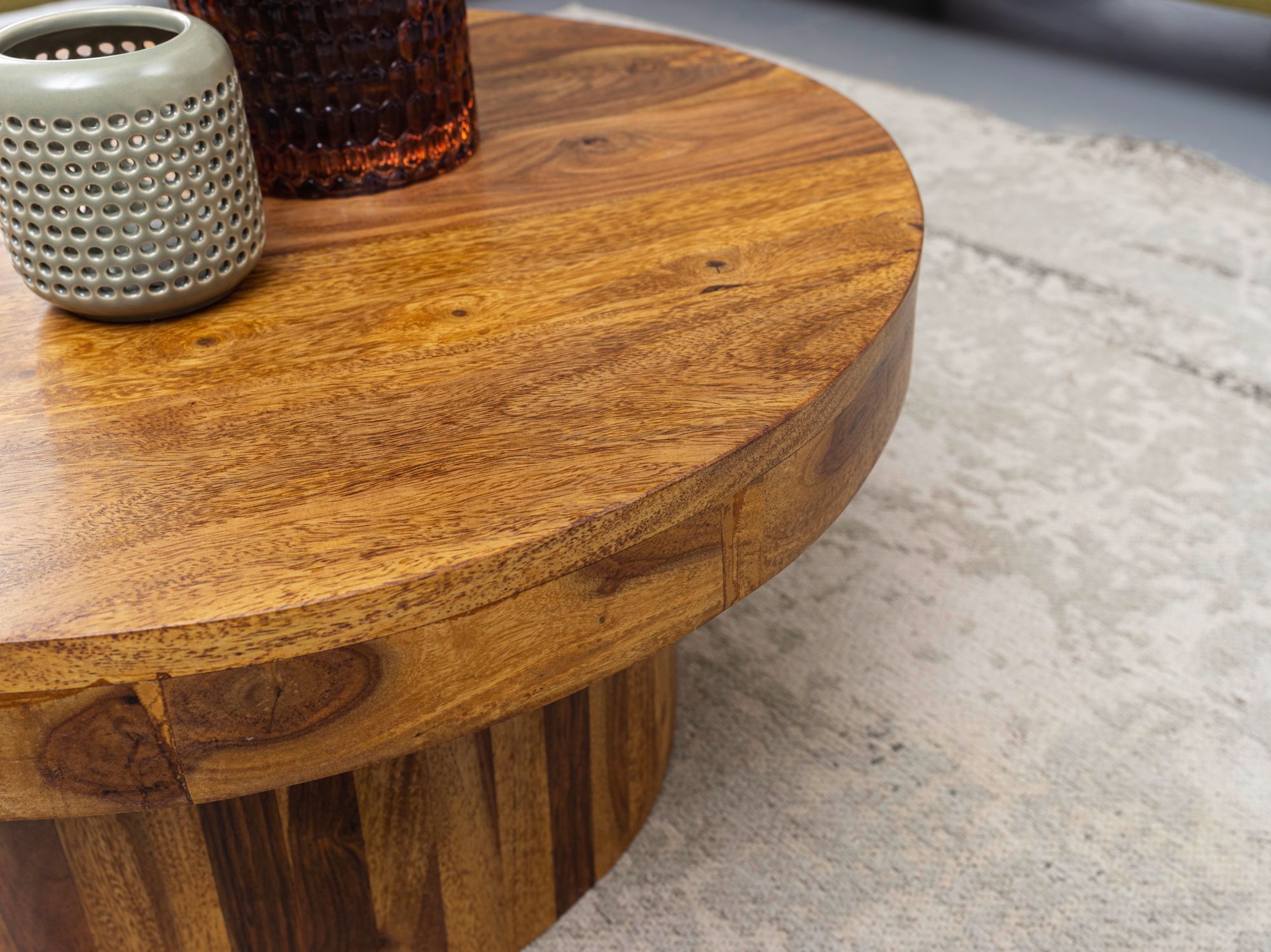 Couchtisch Nakskov Massivholz Dunkelbraun Ø 60 cm