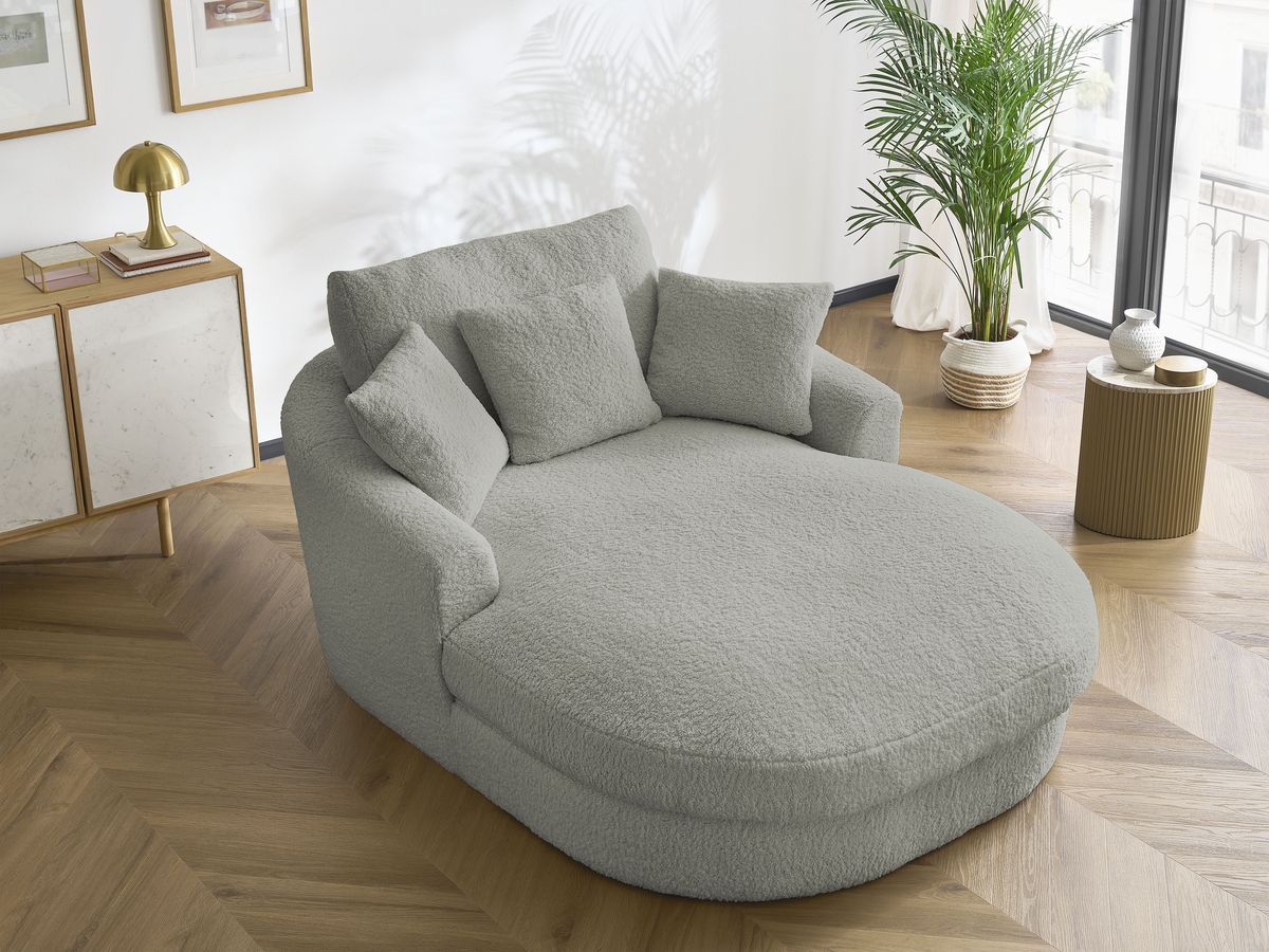 Bobochic Belem Méridienne-Modul Bouclé-Stoff Hellgrau
