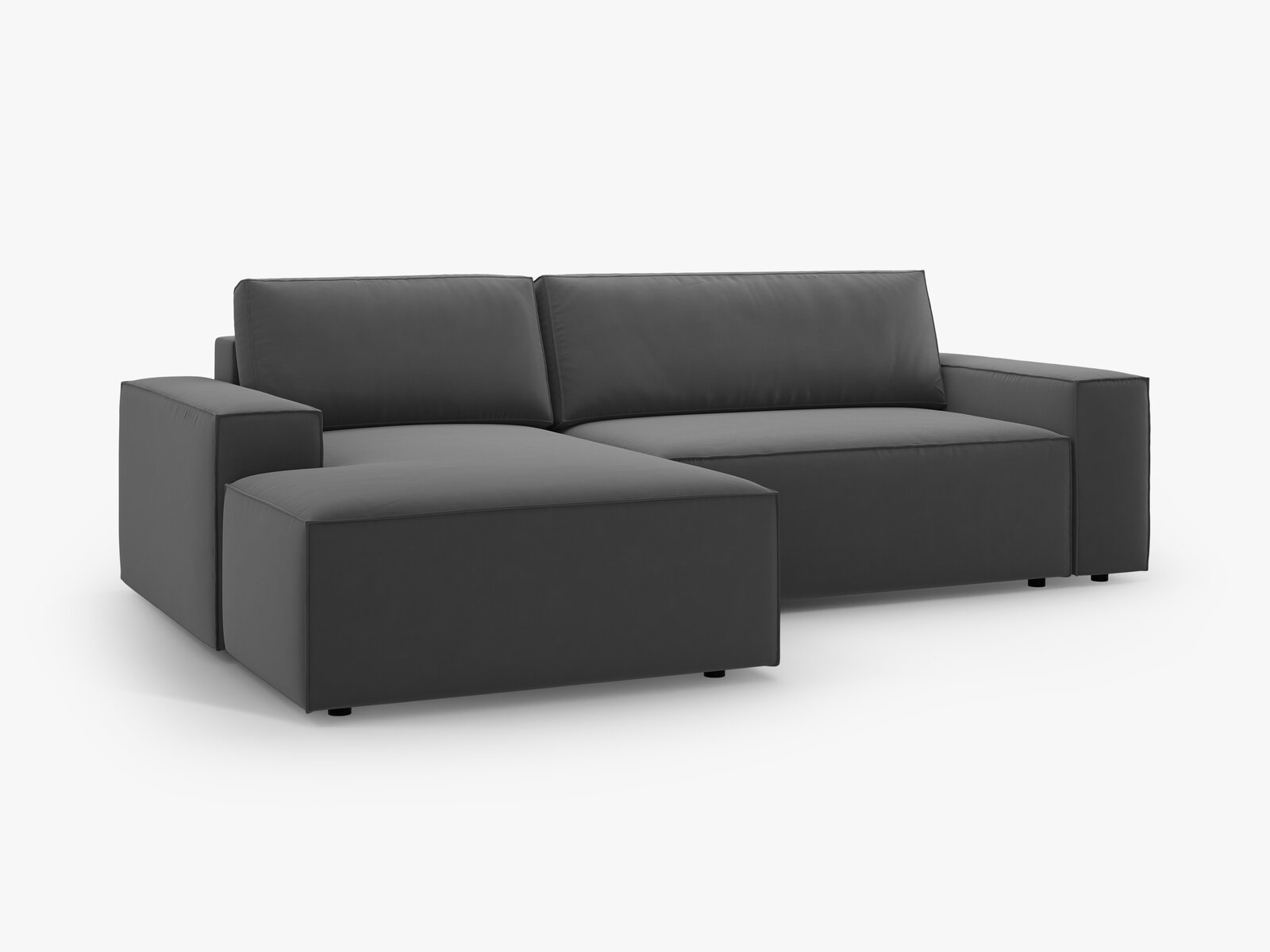 Micadoni Schlaf-Ecksofa Jodie 3-Sitzer Links Samt Grau