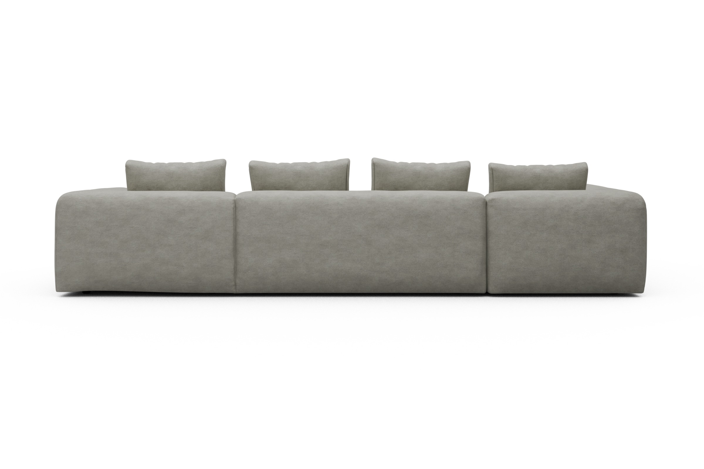 Wohnlandschaft Fred Chaiselongue rechts mit 2-Sitzer und lange Armlehne links Carreno-Moon-Stone-White