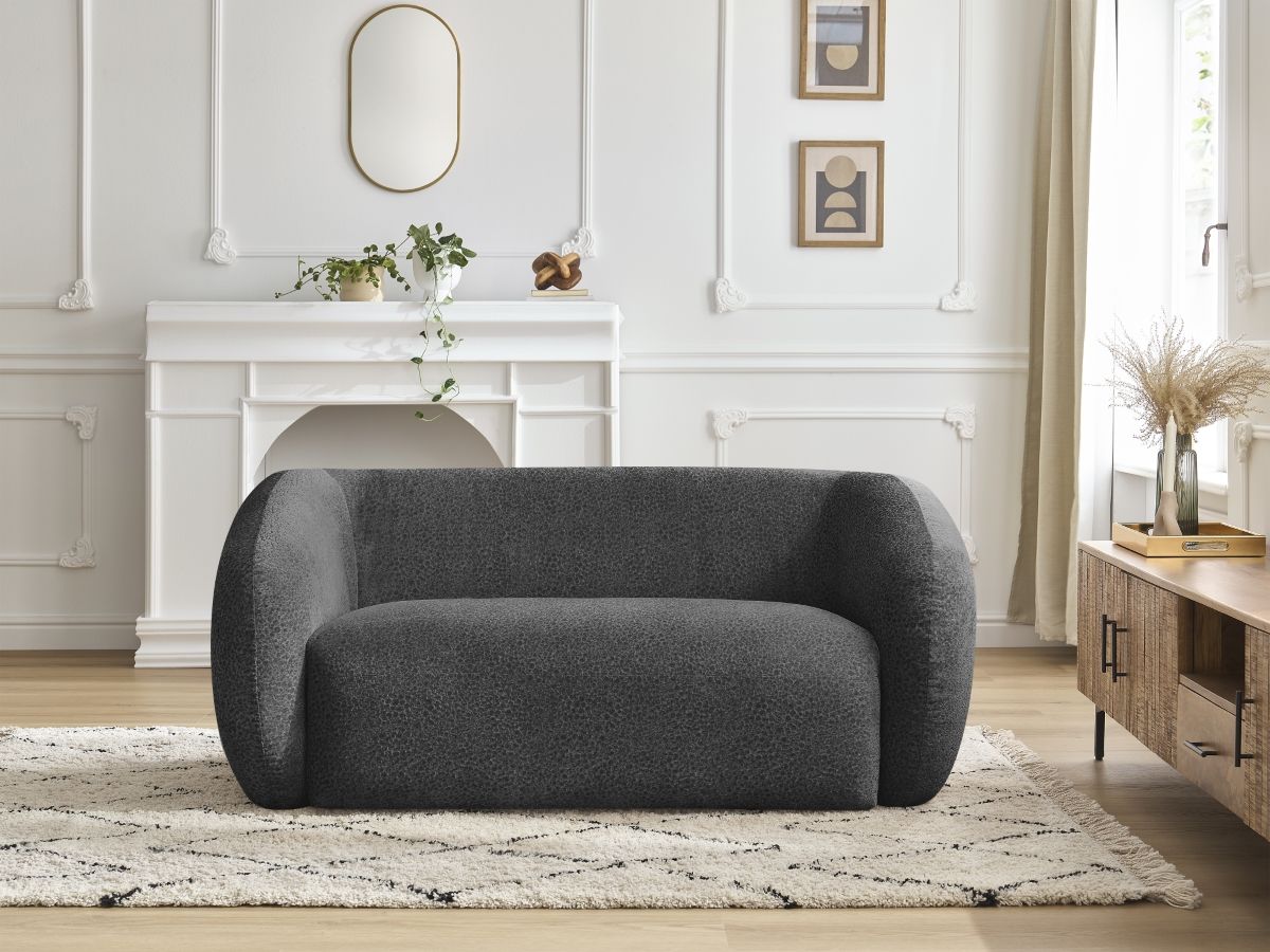 Bobochic Celine Sofa 2-Sitzer Strukturstoff Dunkelgrau