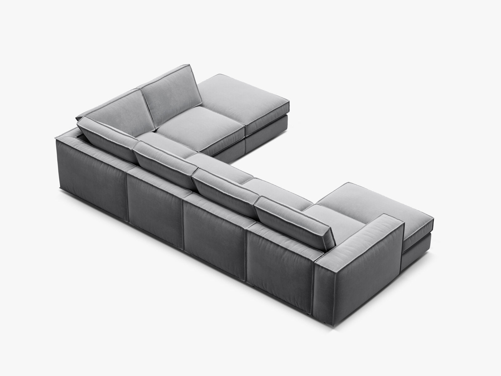 Micadoni modulares Panorama Ecksofa Pola 5-Sitzer Rechts Samt Salvador Grau