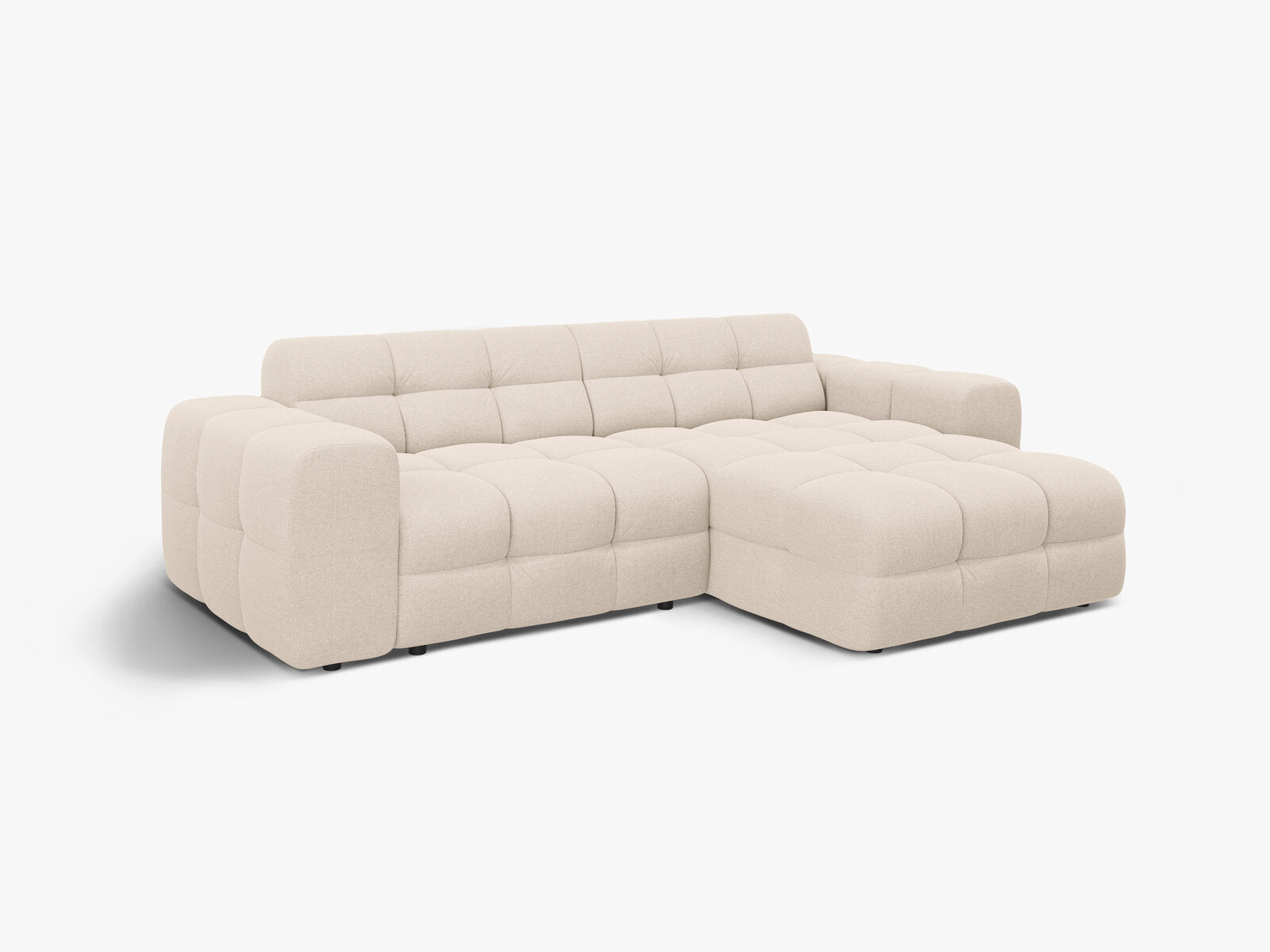 Micadoni Ecksofa Kendal 4-Sitzer Rechts Strukturierter Stoff Beige