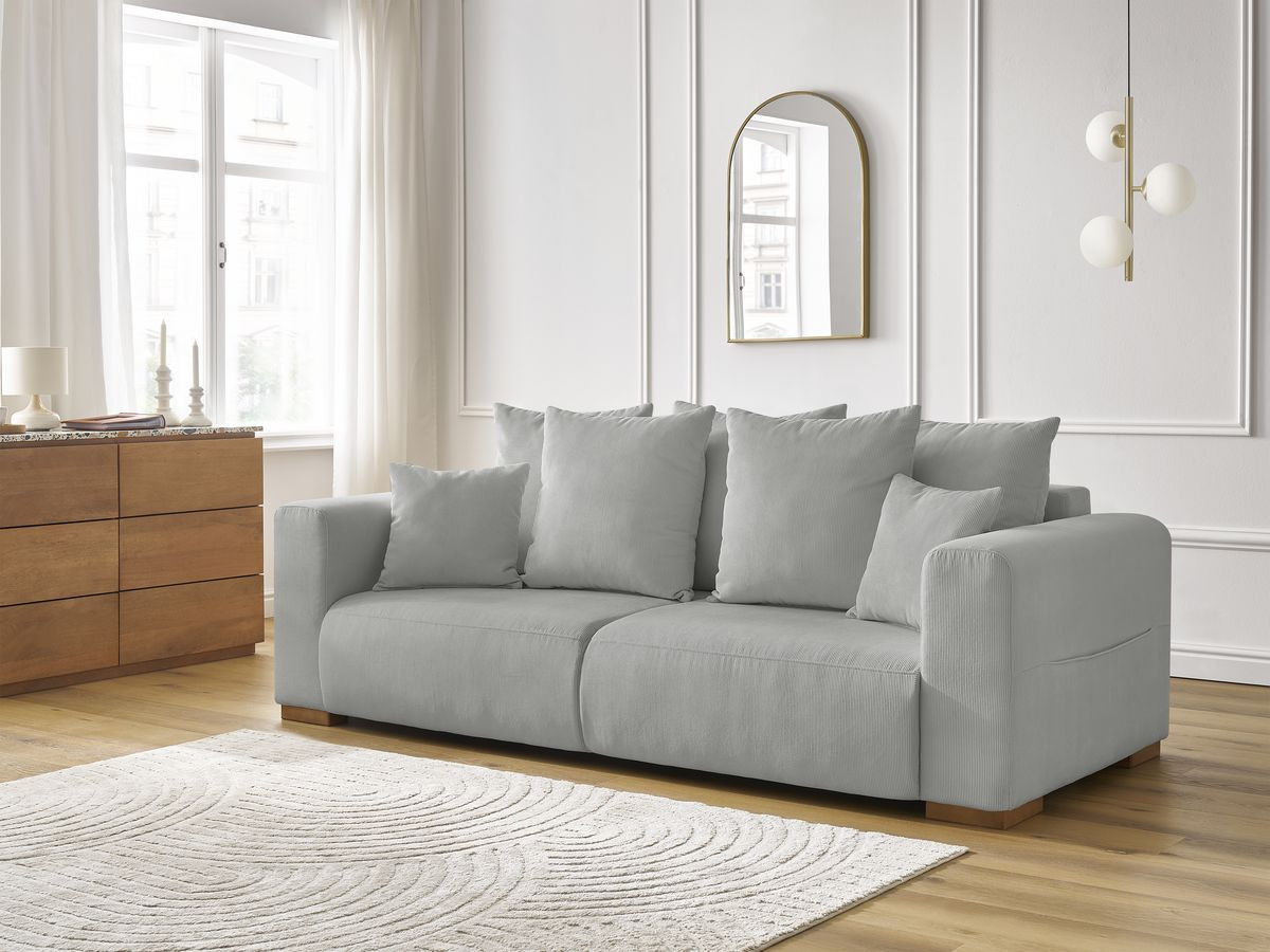 Bobochic Sidonie Sofa 3-Sitzer Cordsamt Hellgrau