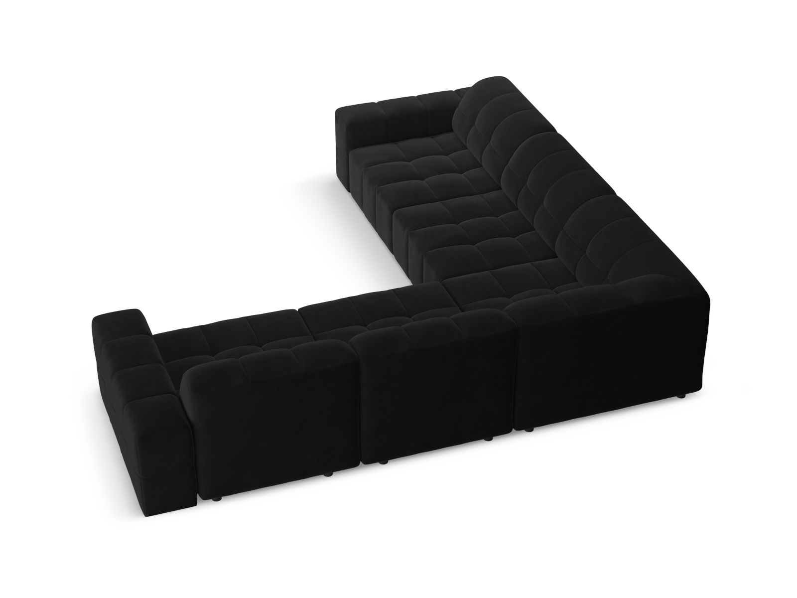 Cosmopolitan Design Symmetrisches Ecksofa Chicago 4-Sitzer Samt Bluvel Schwarz