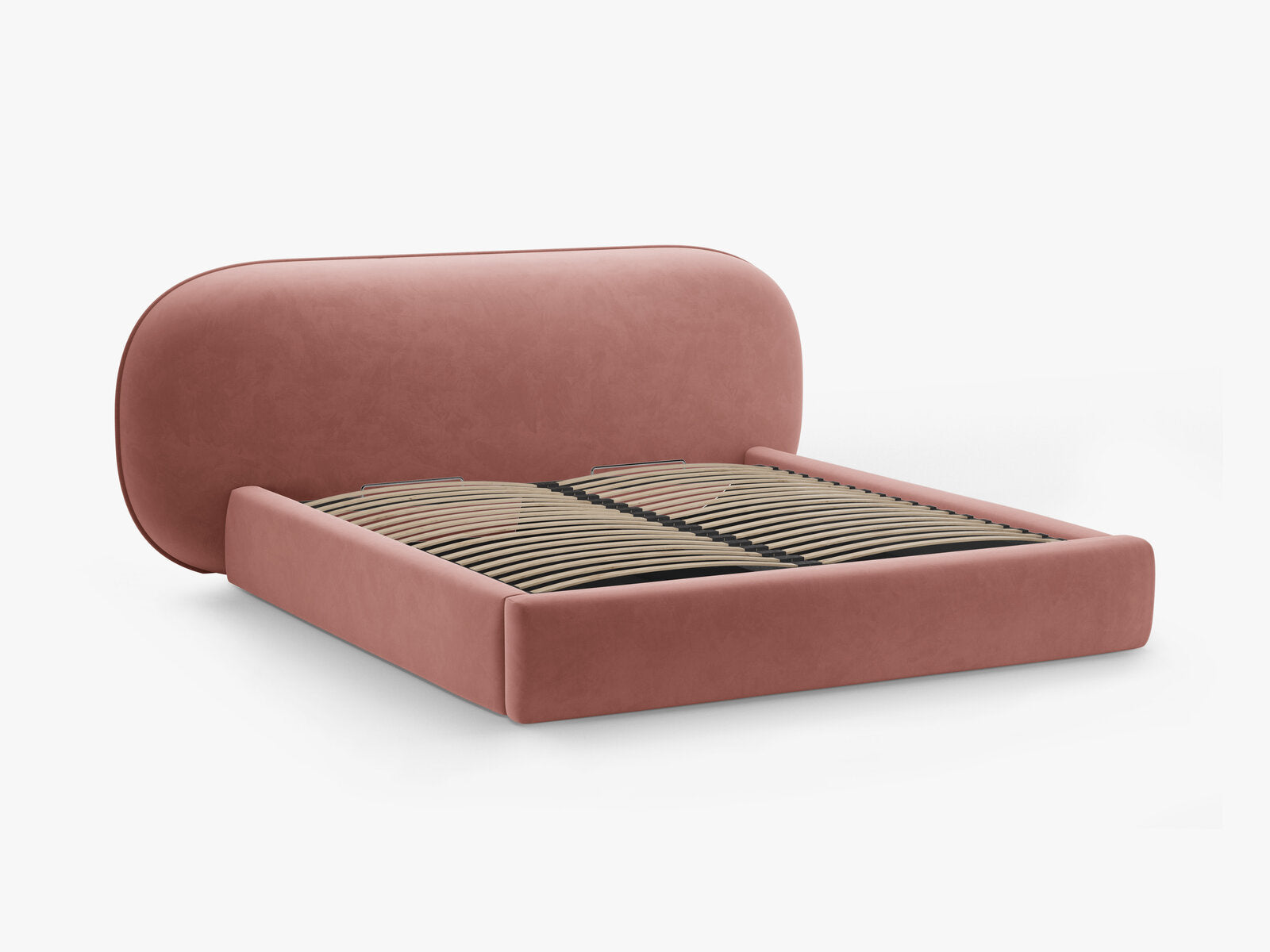 Micadoni Stauraumbett mit Kopfteil Ovalo Samt Magic Velvet Rosa 200x200
