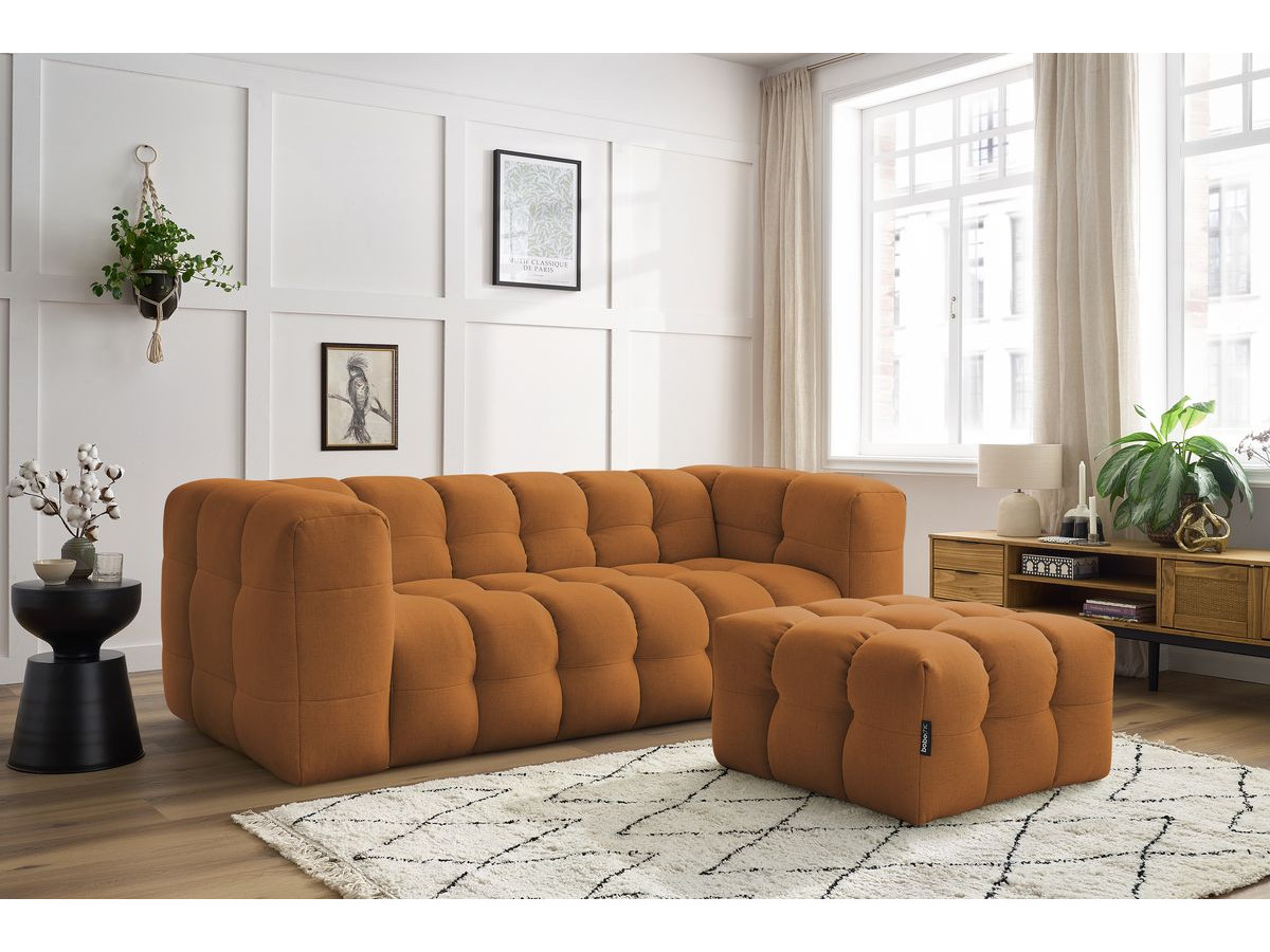 Bobochic Cloud Schlafsofa 3-Sitzer mit Pouf Stoff Gelb