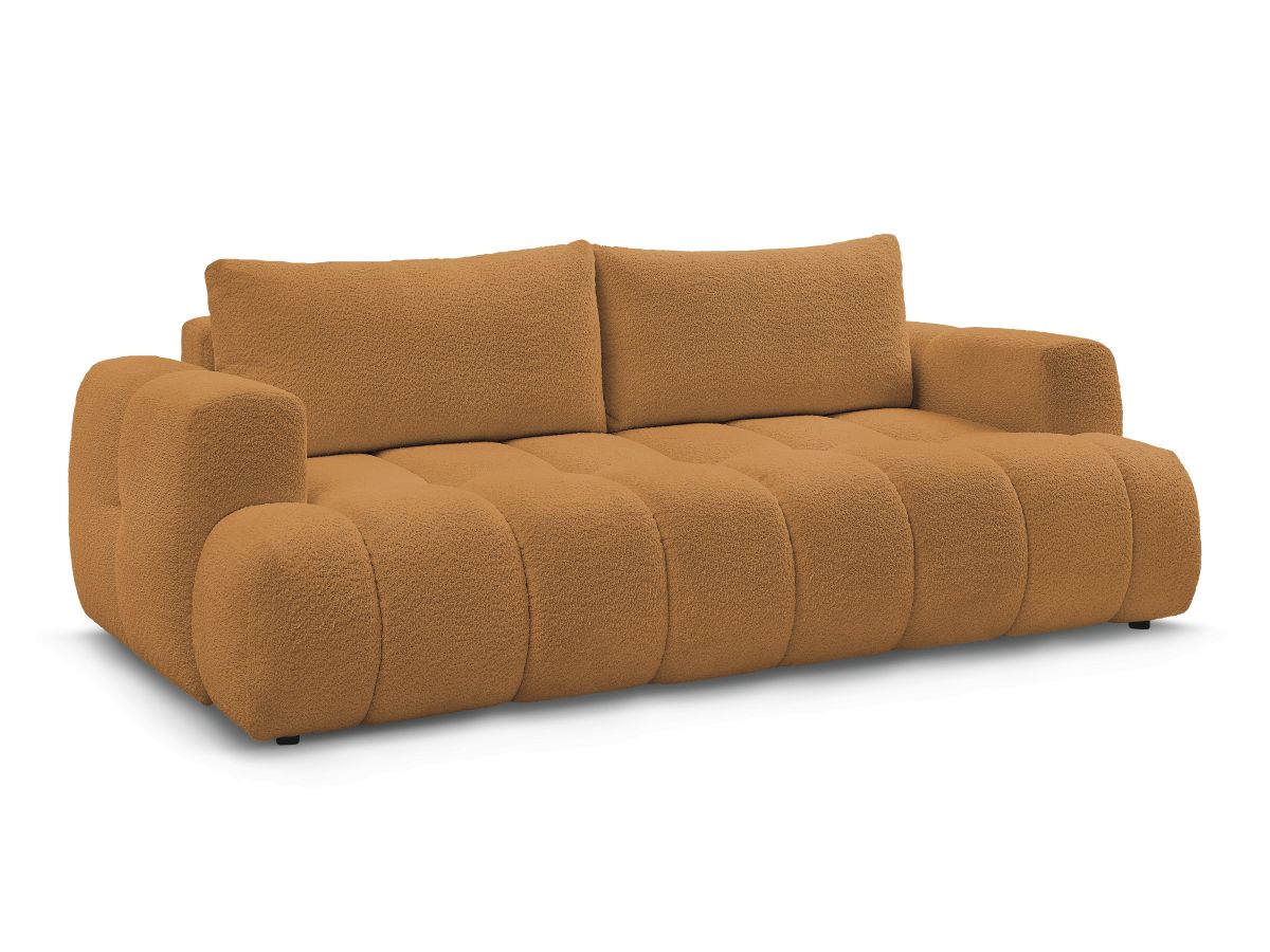 Bobochic Fuji Schlafsofa 3-Sitzer mit Bettkasten Bouclé-Stoff Gelb