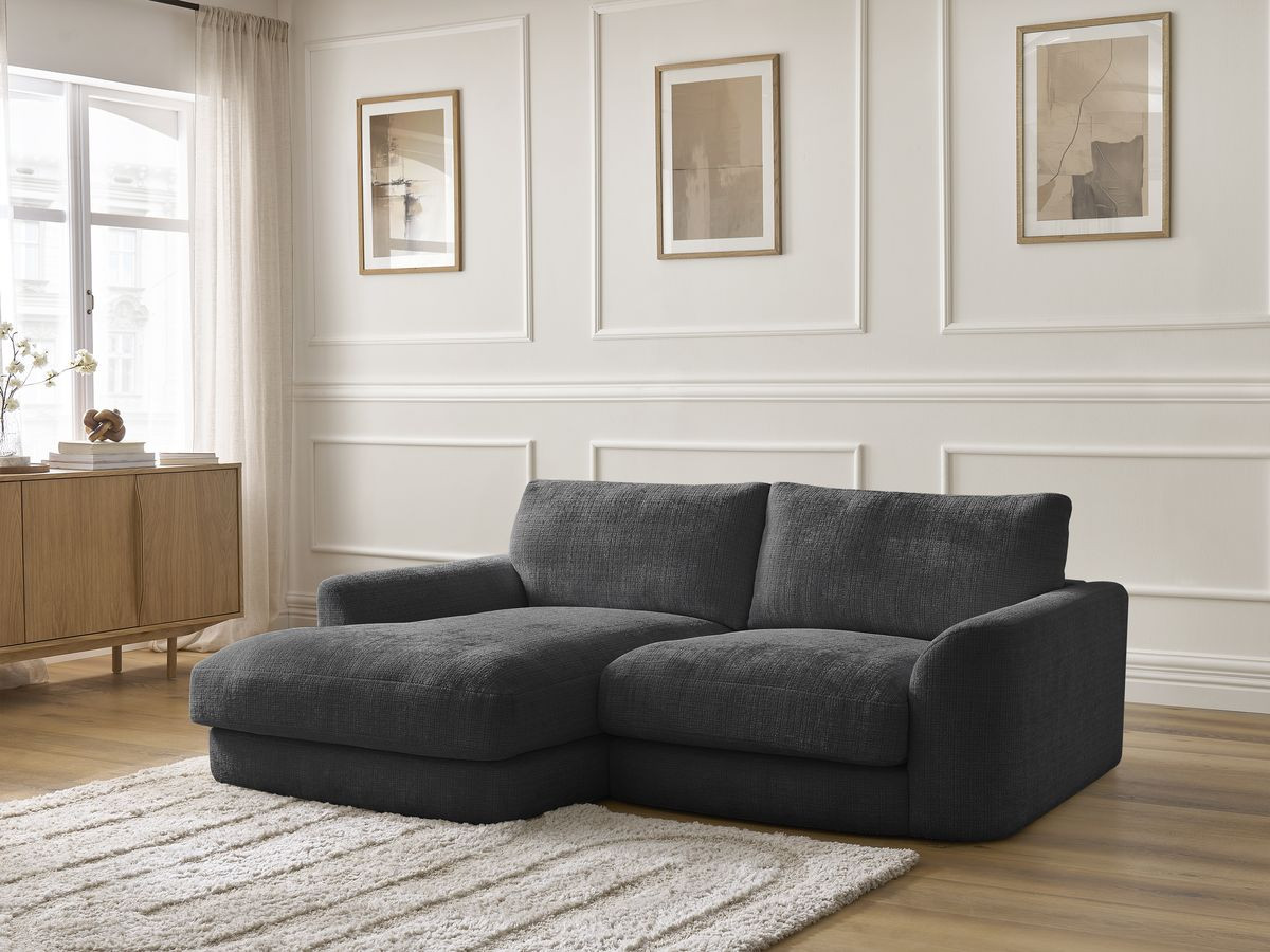 Bobochic Leonore Ecksofa Strukturstoff Schwarz Ecke links