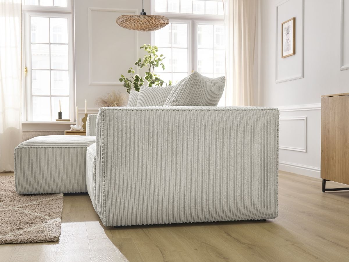 Bobochic Nina Ecksofa Cordsamt Hellgrau Ecke links
