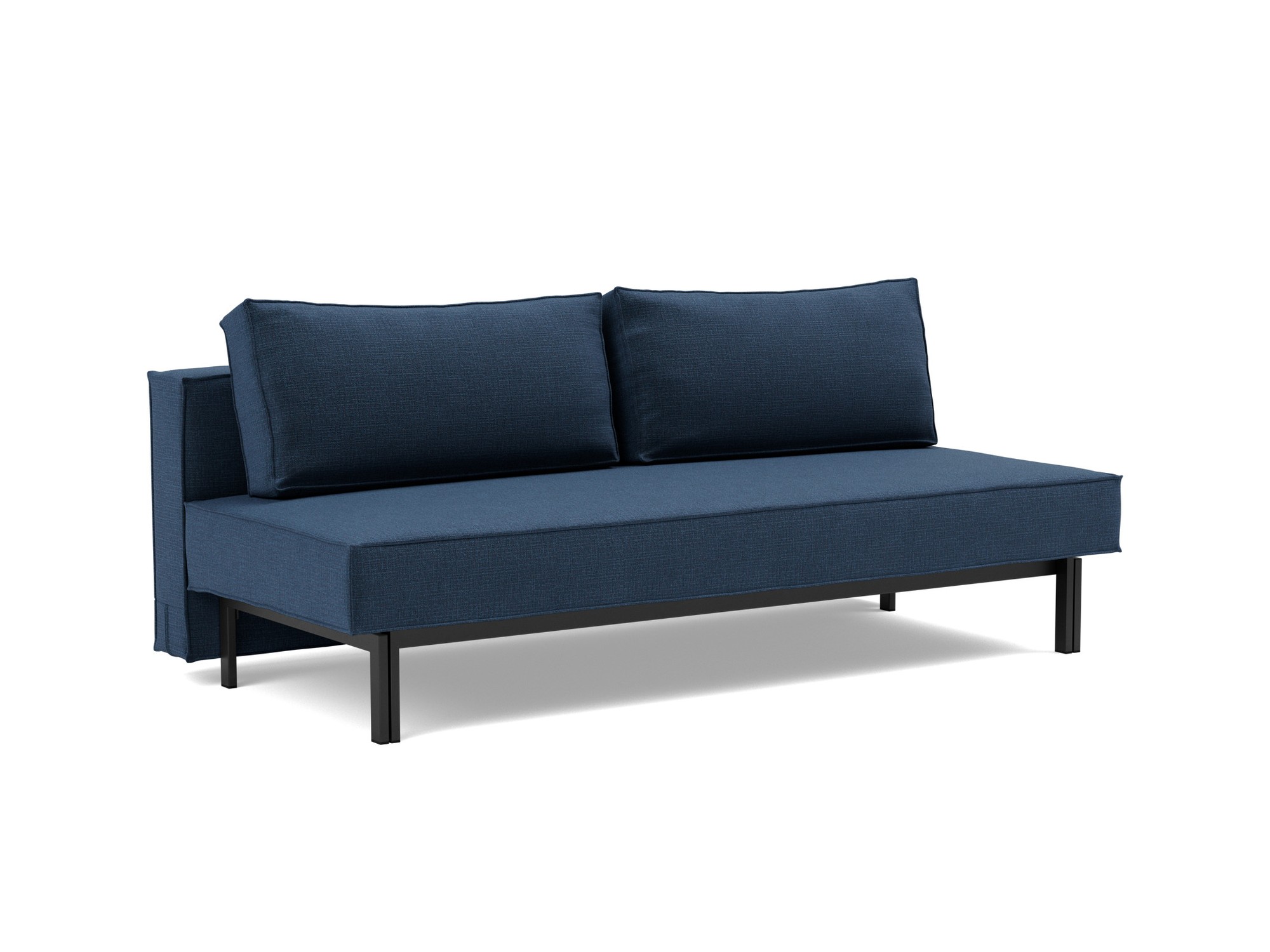 Schlafsofa Sly Chenille Esina 414-Indigo-Blue Beine Schwarzes Metall