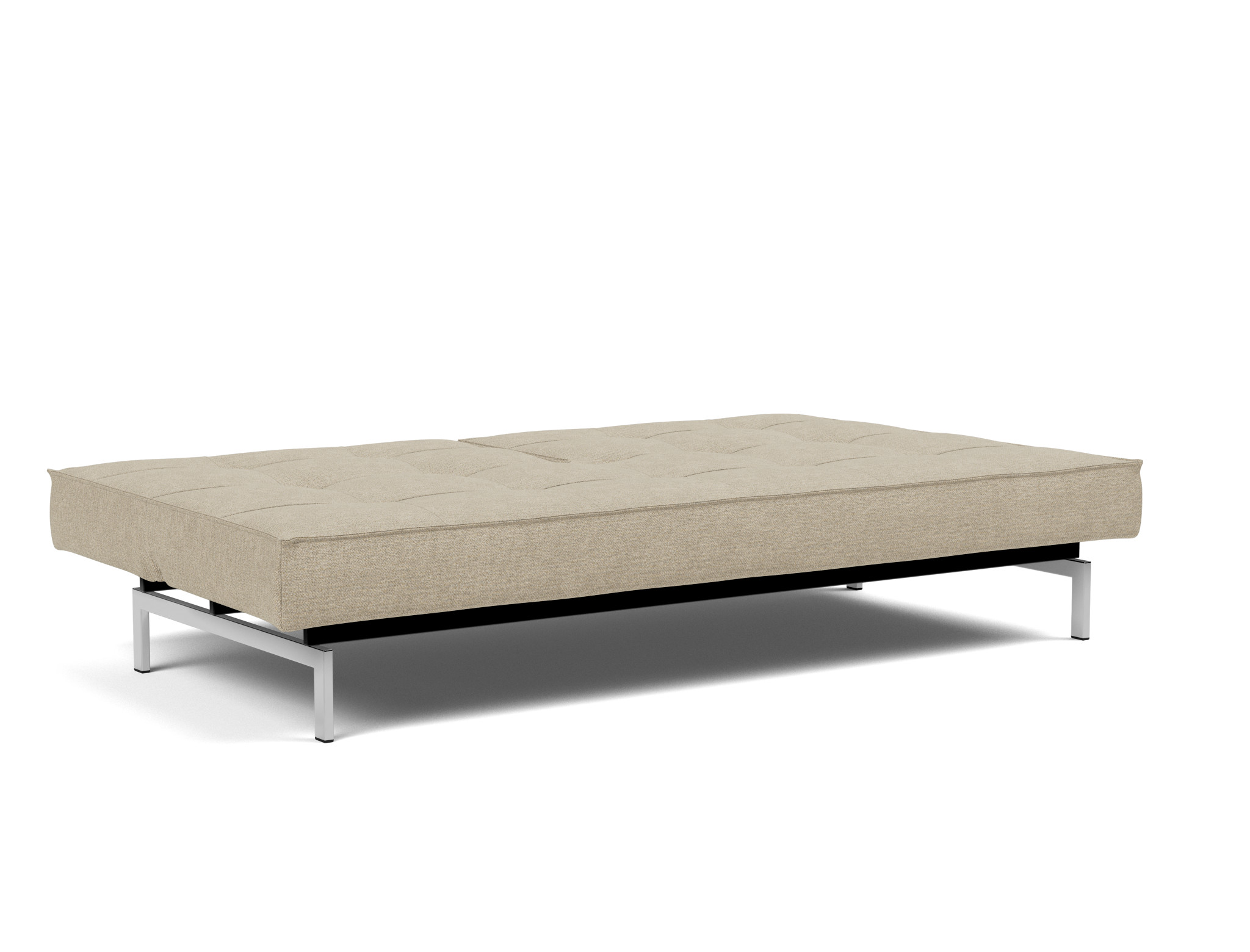 Schlafsofa Splitback Strukturierter Stoff Taura 356-Sand Beine Chrom