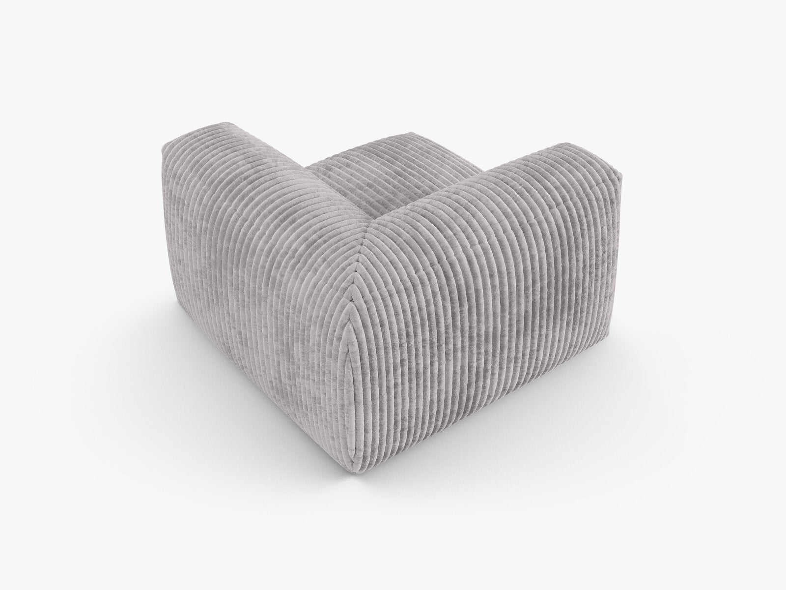 Micadoni symmetrisches Eckmodul Martina 1-Sitzer 90cm Sitztiefe Kord Tilia Hellgrau