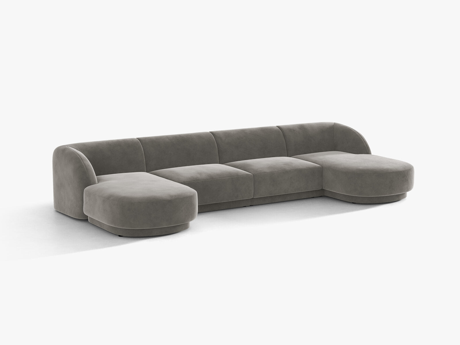 Micadoni Panorama-Sofa Miley 5-Sitzer Samt Bluvel Hellgrau