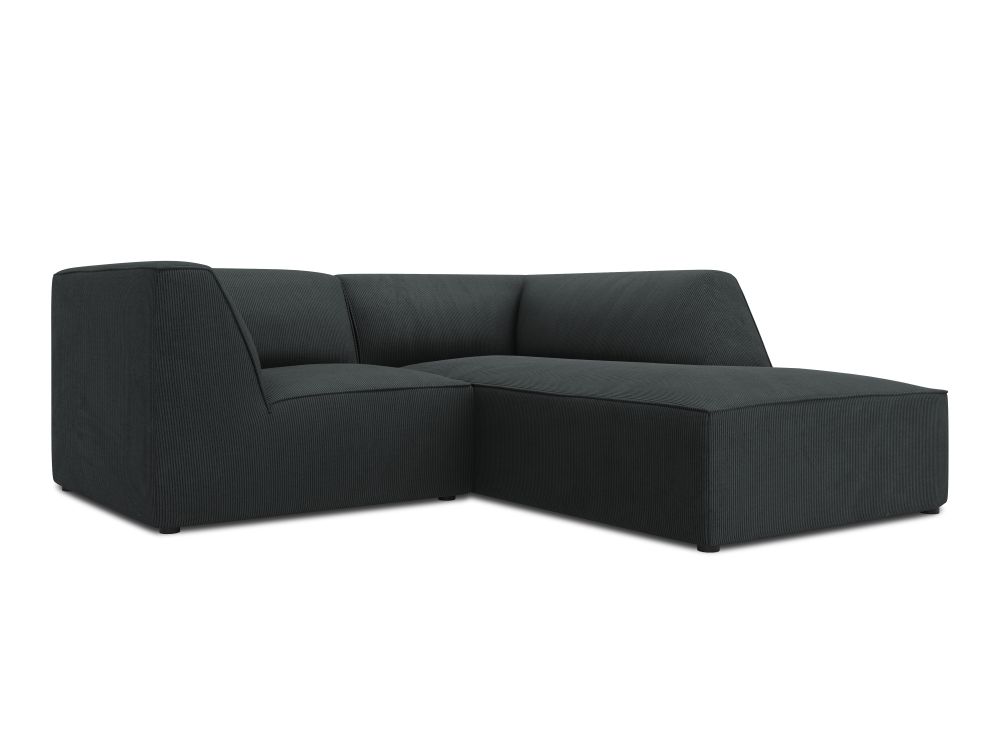 Cosmopolitan Design Ecksofa Siena 3-Sitzer Kord Scala Schwarz Rechts