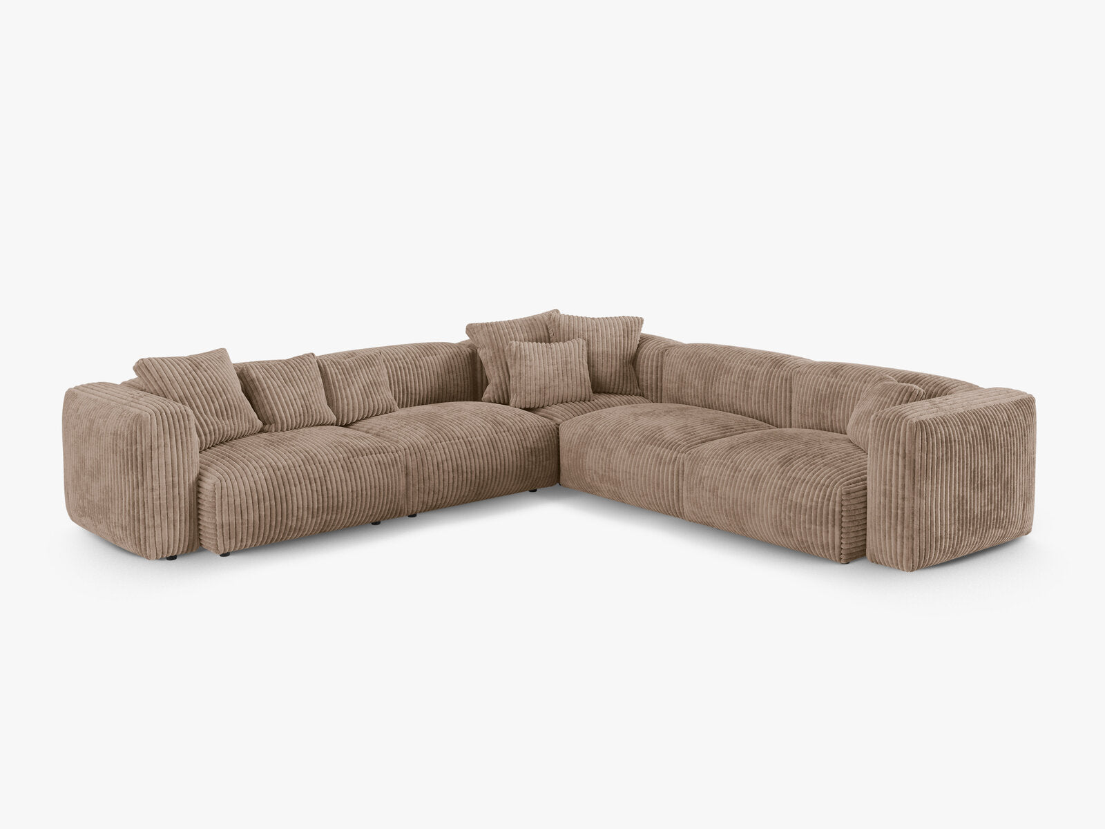 Micadoni modulares symmetrisches Ecksofa XL Martina 5-Sitzer 90cm Sitztiefe Kord Tilia Eichel