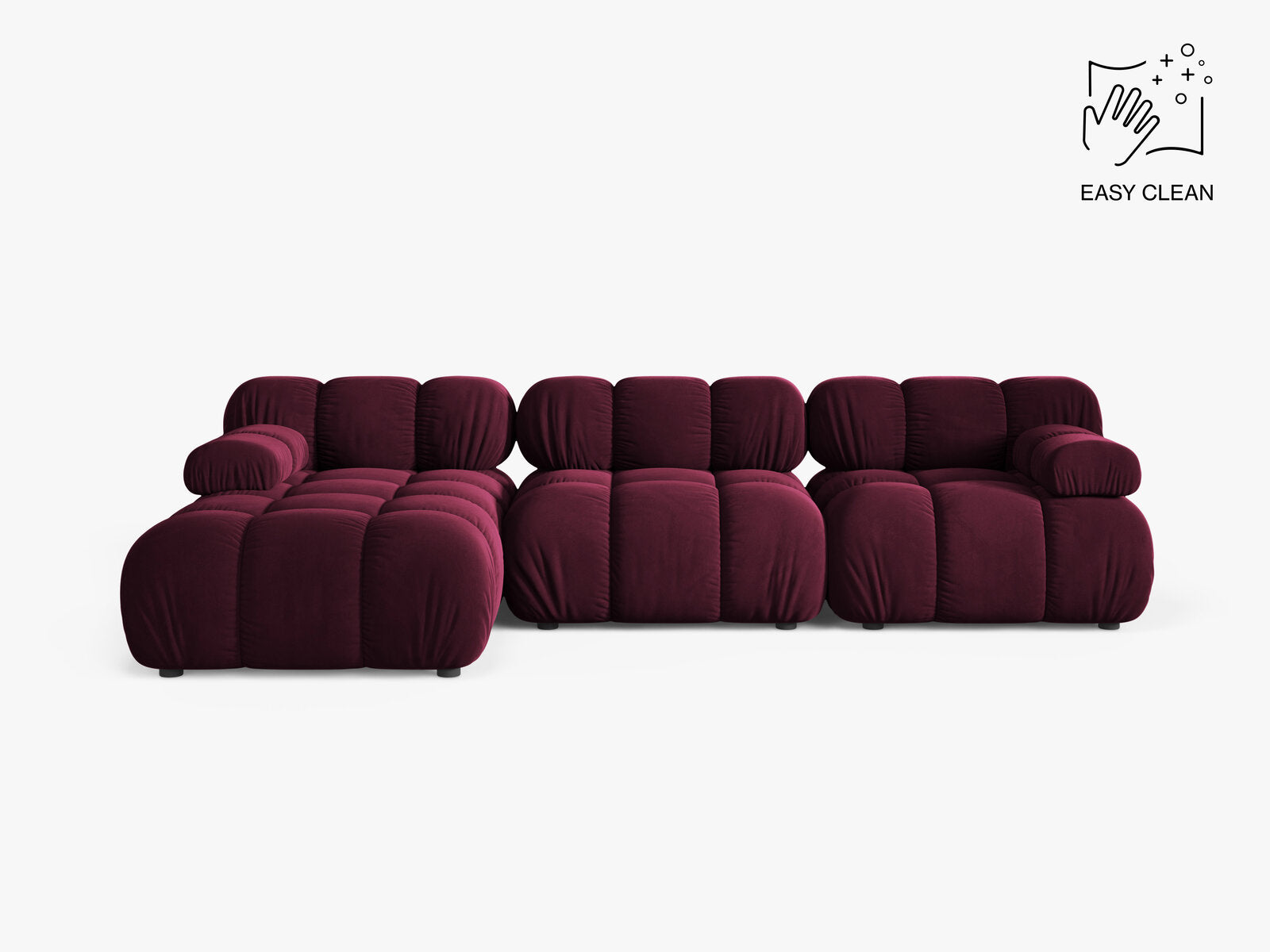 Micadoni Modulares Ecksofa Bellis 4-Sitzer Links Samt Venus Burgunder