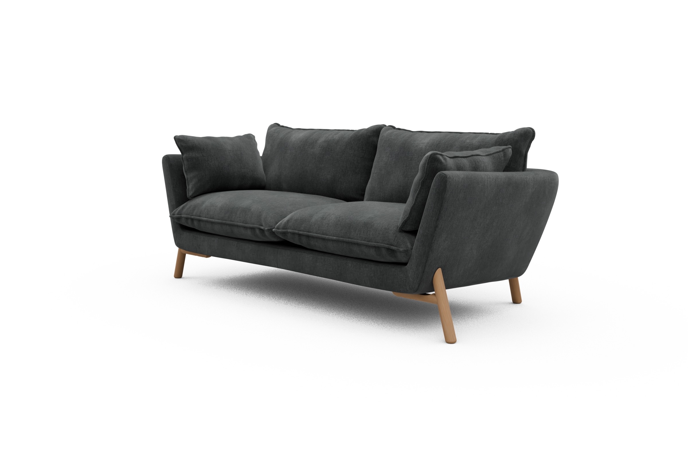Sofa Emil PREMIUM 2-Sitzer Beinfarbe Eiche Natur Smooth-Deep-Warm-Grey