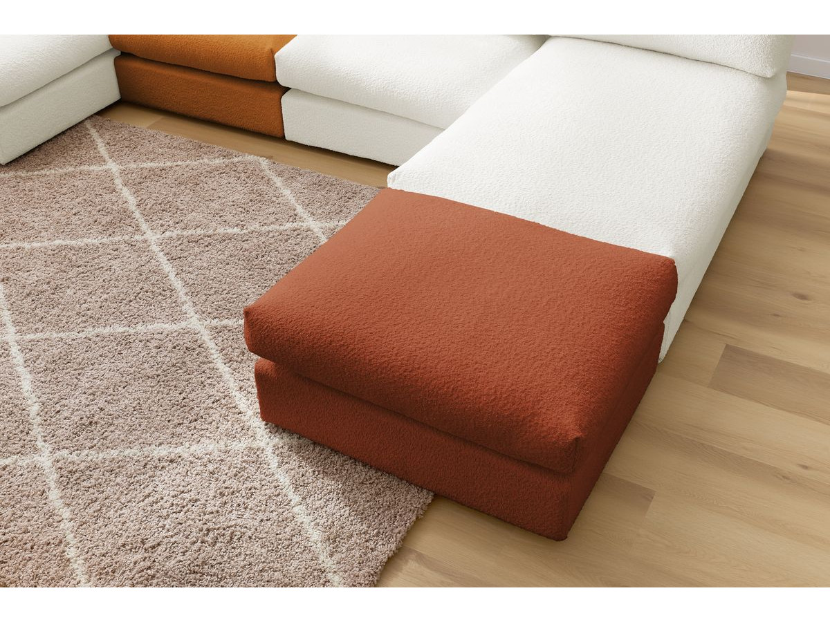 Bobochic Paris Ecksofa mit Pouf 369 × 262 cm Bouclé-Stoff Mehrfarbig