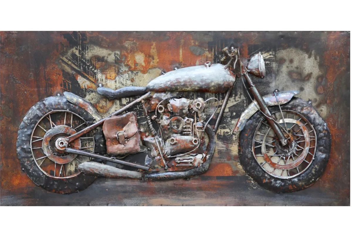 Moebelfaktor Handgefertigtes Metallbild Motorcycle ca. 60x40 cm