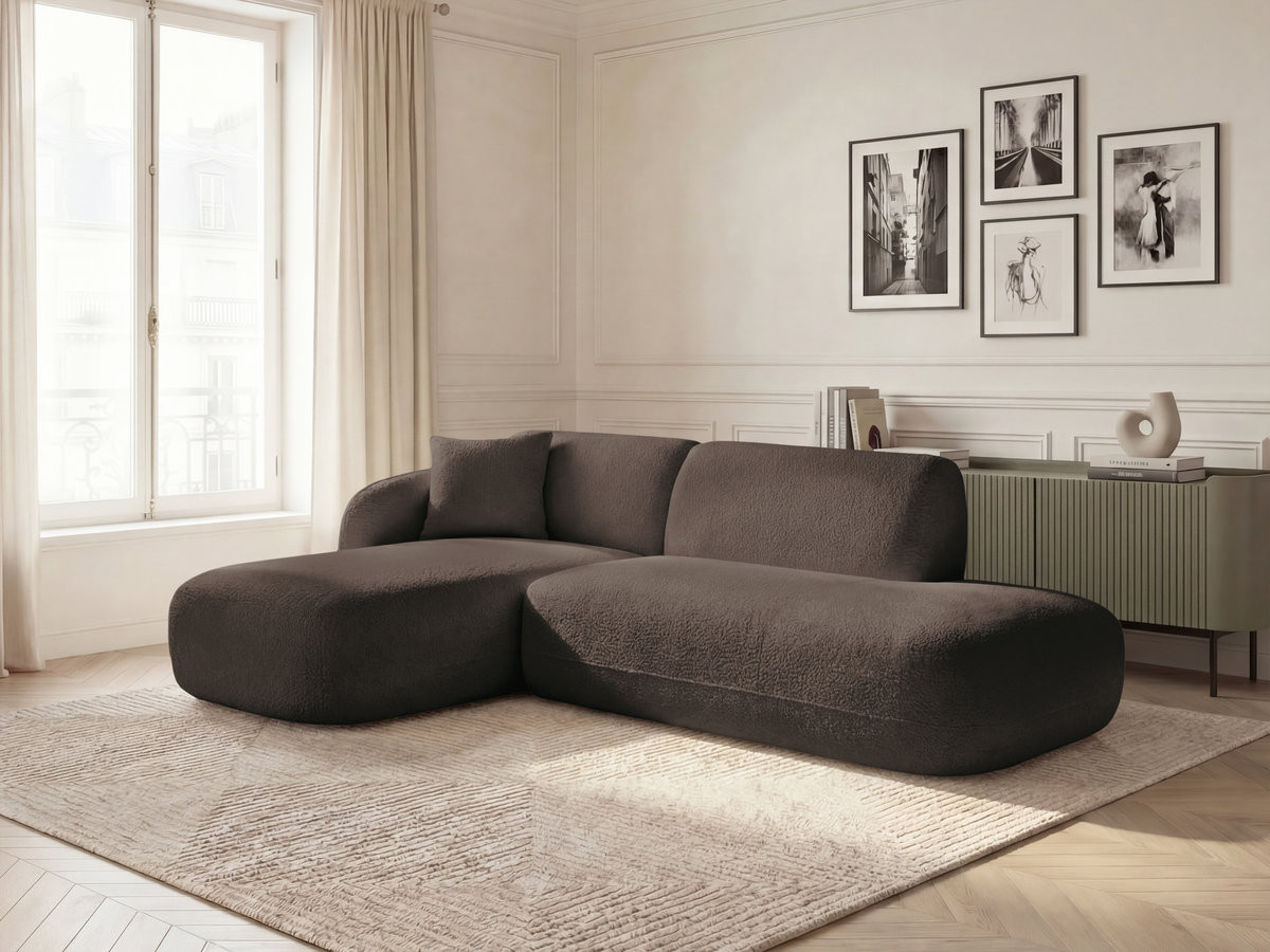 Bobochic Anda Ecksofa 241 × 163 cm Chenille Braun Ecke links