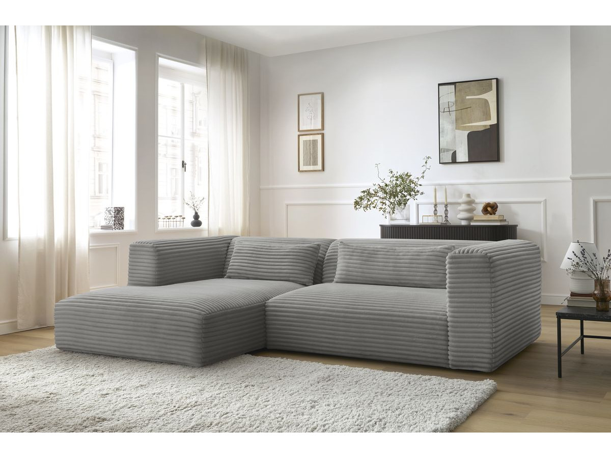 Bobochic Harry Ecksofa Breitcord weich Dunkelgrau Ecke links
