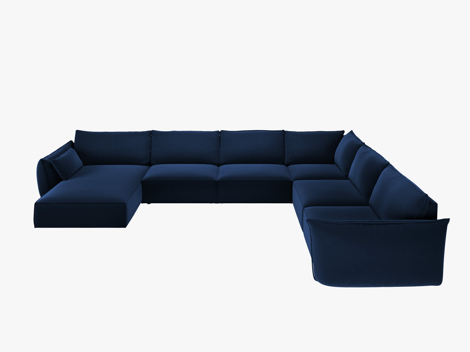 Micadoni Panorama-Ecksofa Kaelle 8-Sitzer Rechts Samt Bluvel Königsblau