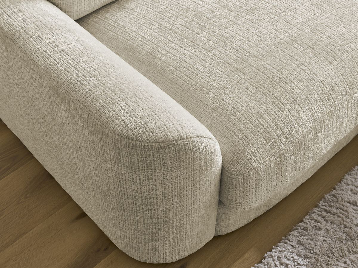 Bobochic Leonore Ecksofa mit Pouf Strukturstoff Beige Ecke rechts